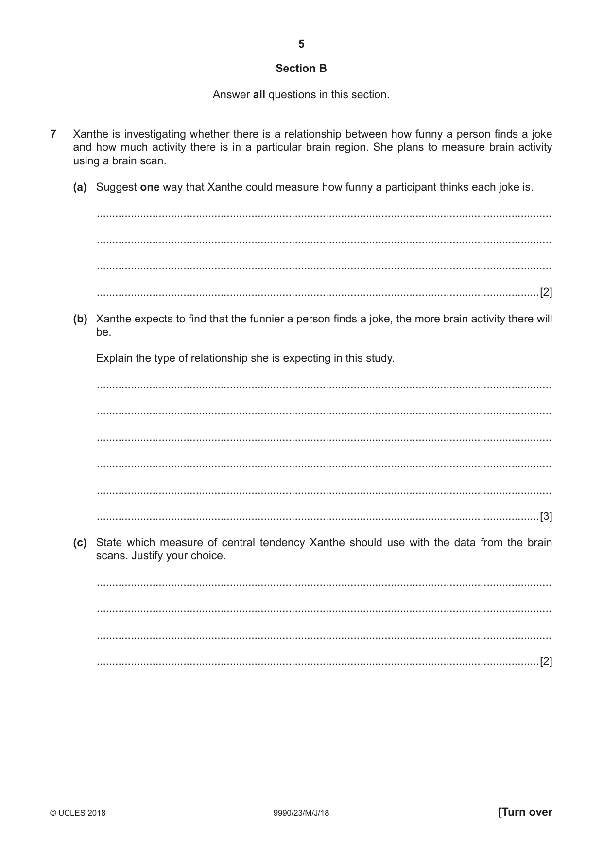 Cambridge A Level Psychology (from 2018) 9990 2018 May/June Paper 2 · Variant 3 question paper, page 5 of 12