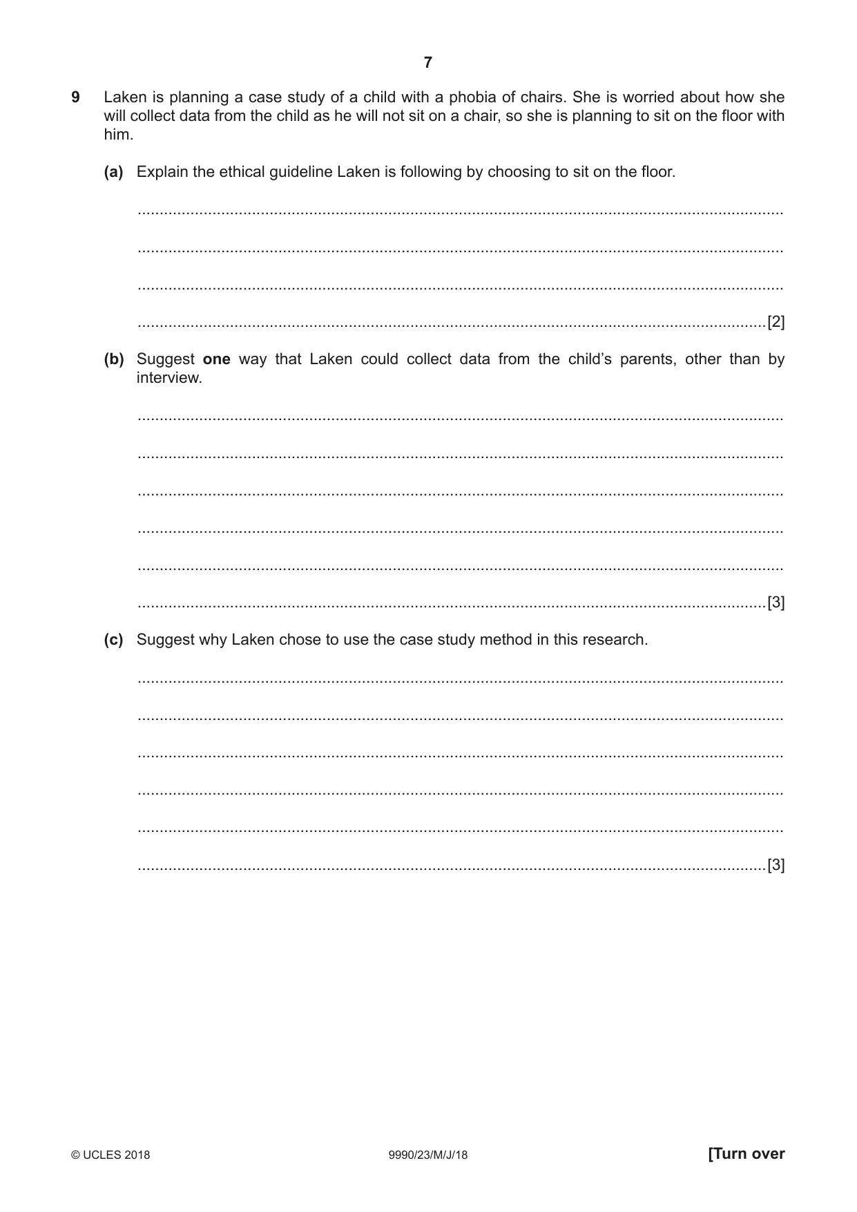 Cambridge A Level Psychology (from 2018) 9990 2018 May/June Paper 2 · Variant 3 question paper, page 7 of 12