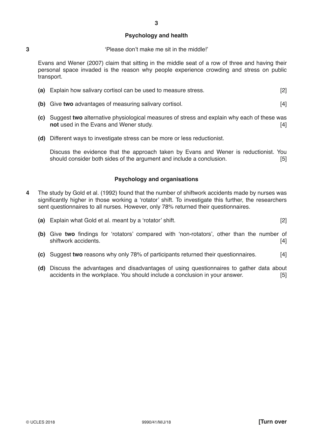 Cambridge A Level Psychology (from 2018) 9990 2018 May/June Paper 4 · Variant 1 question paper, page 3 of 8