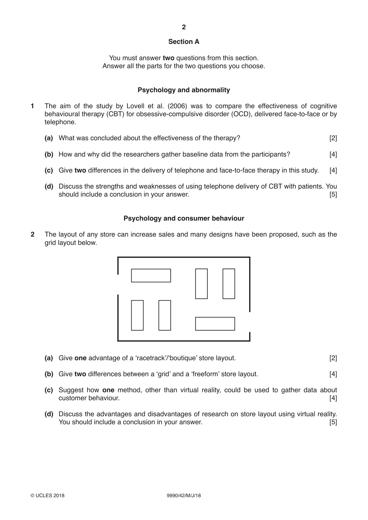 Cambridge A Level Psychology (from 2018) 9990 2018 May/June Paper 4 · Variant 2 question paper, page 2 of 8