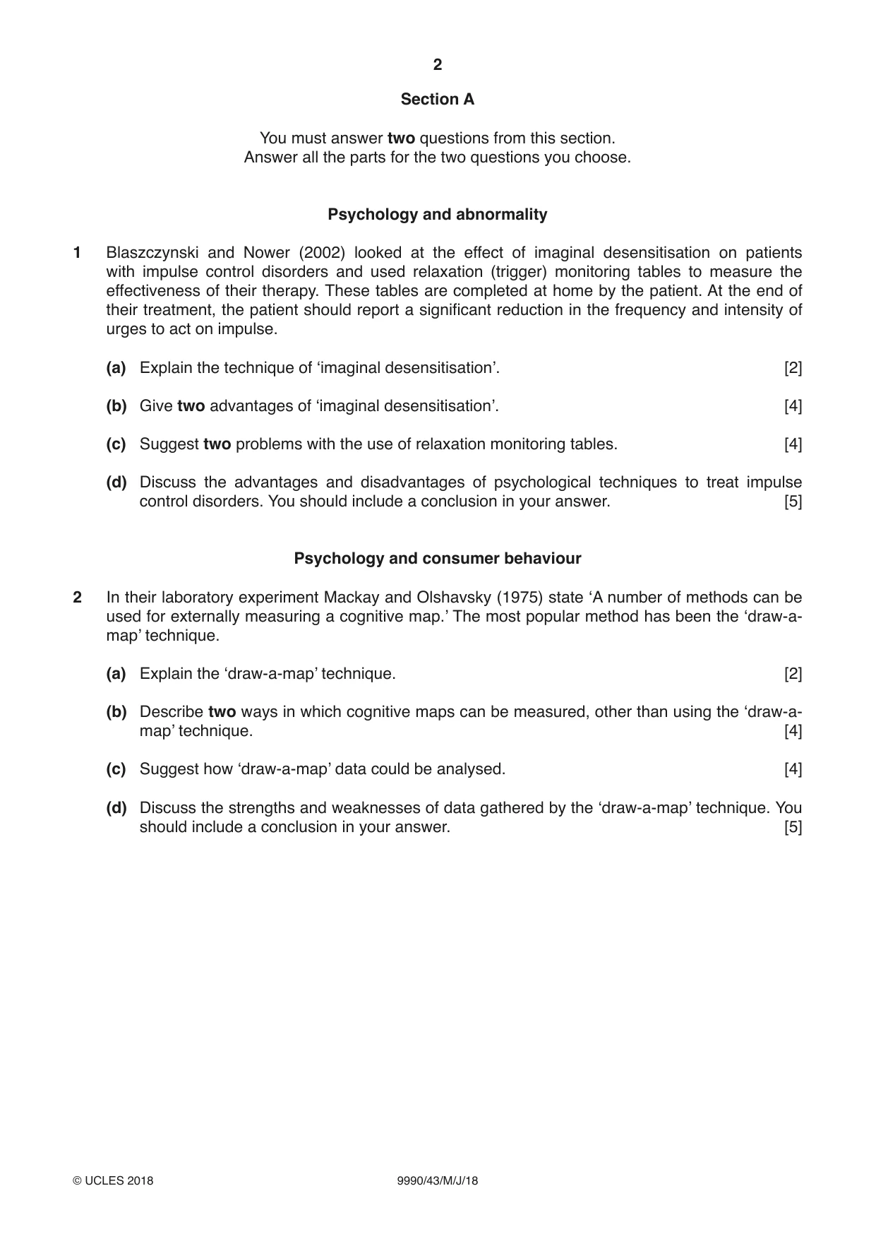 Cambridge A Level Psychology (from 2018) 9990 2018 May/June Paper 4 · Variant 3 question paper, page 2 of 8