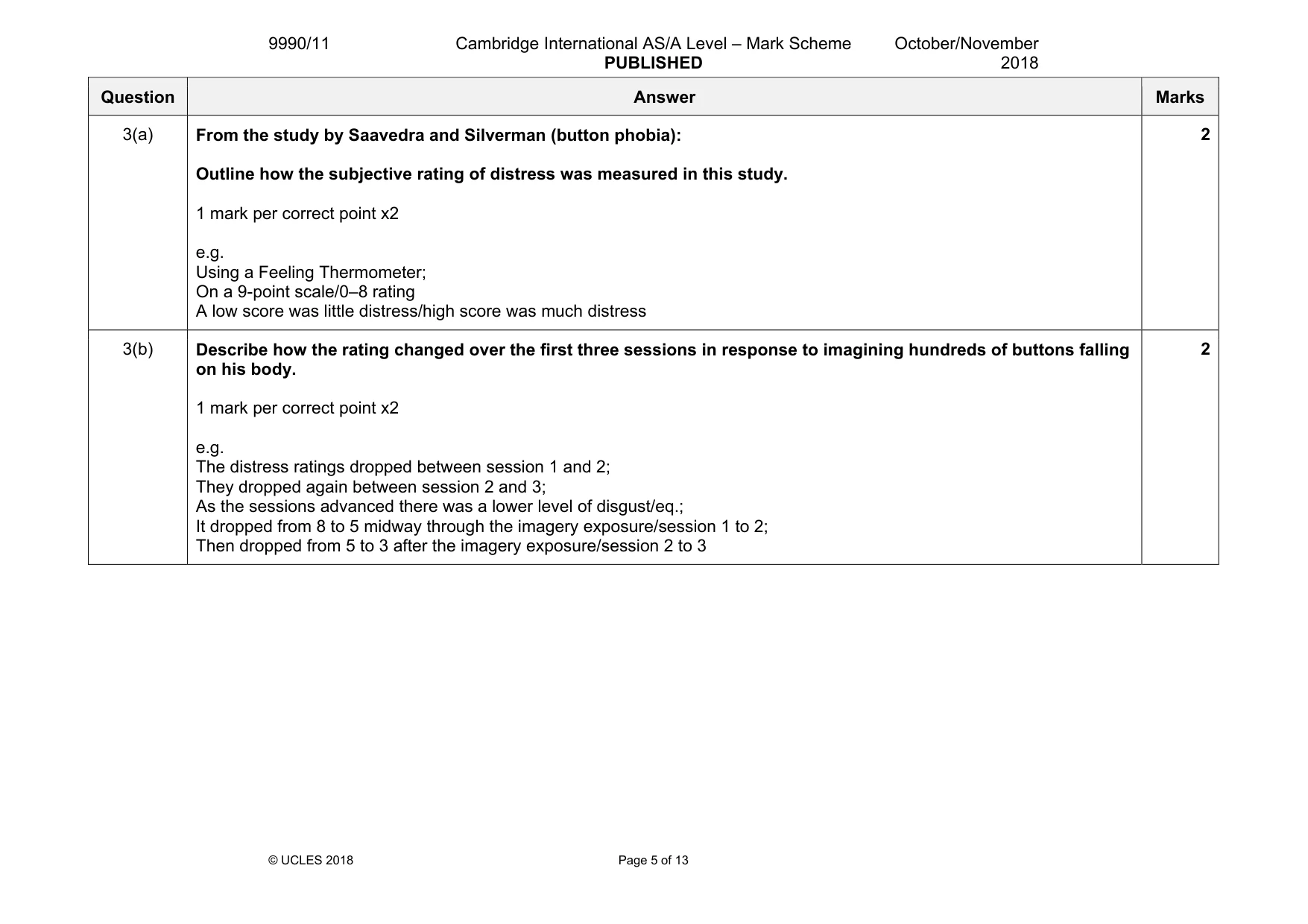 Mark scheme, page 5 of 13