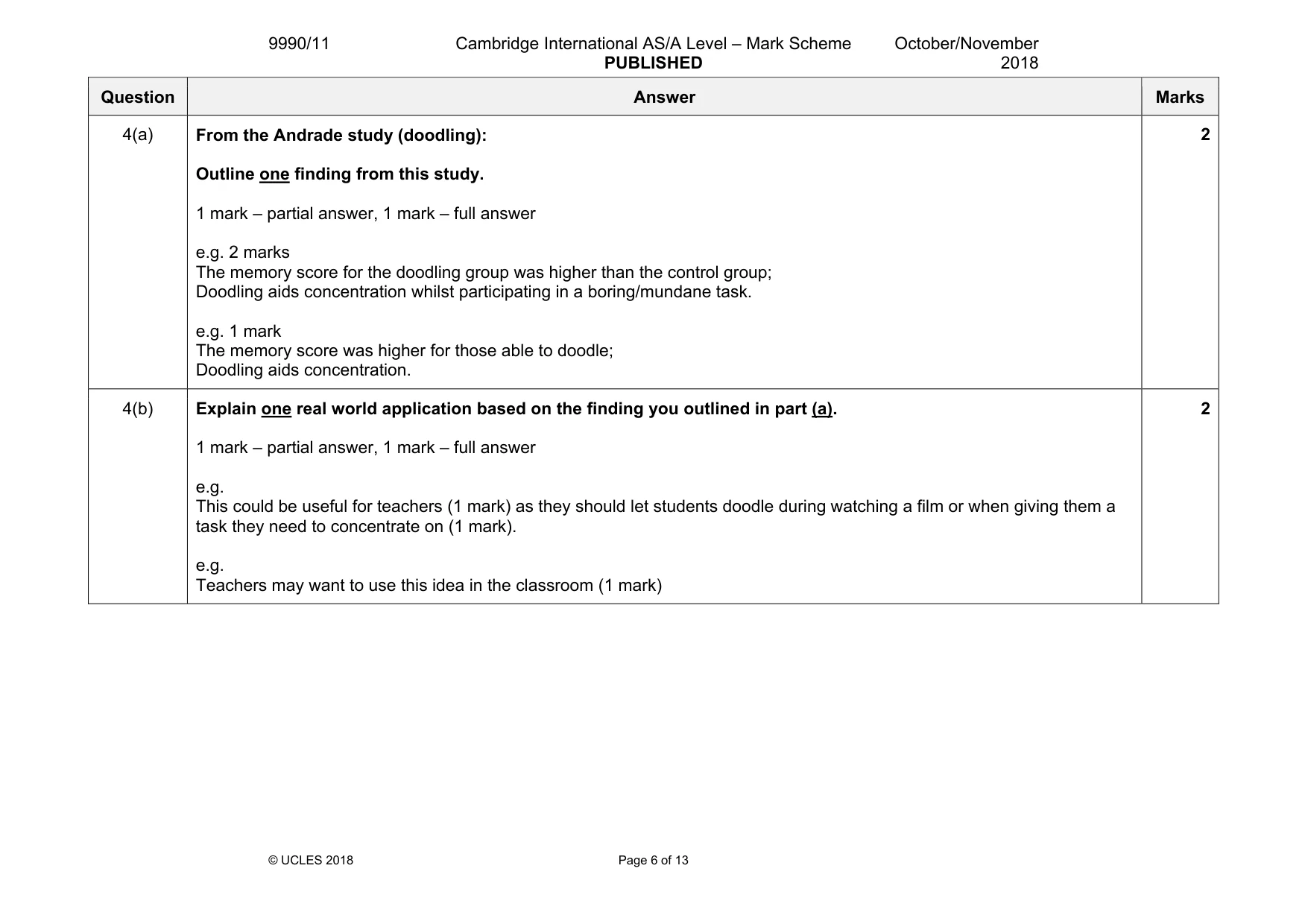 Mark scheme, page 6 of 13