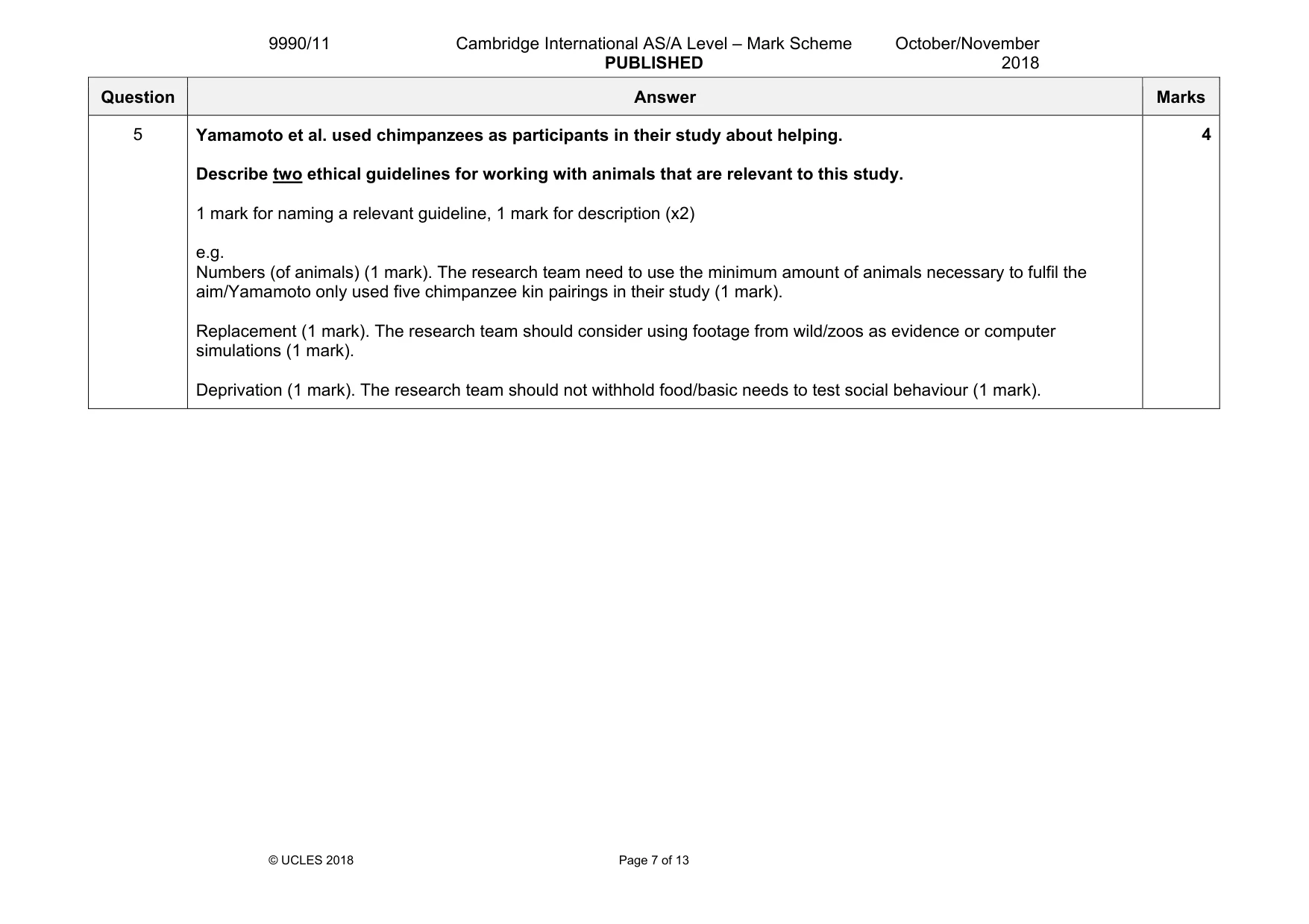 Mark scheme, page 7 of 13