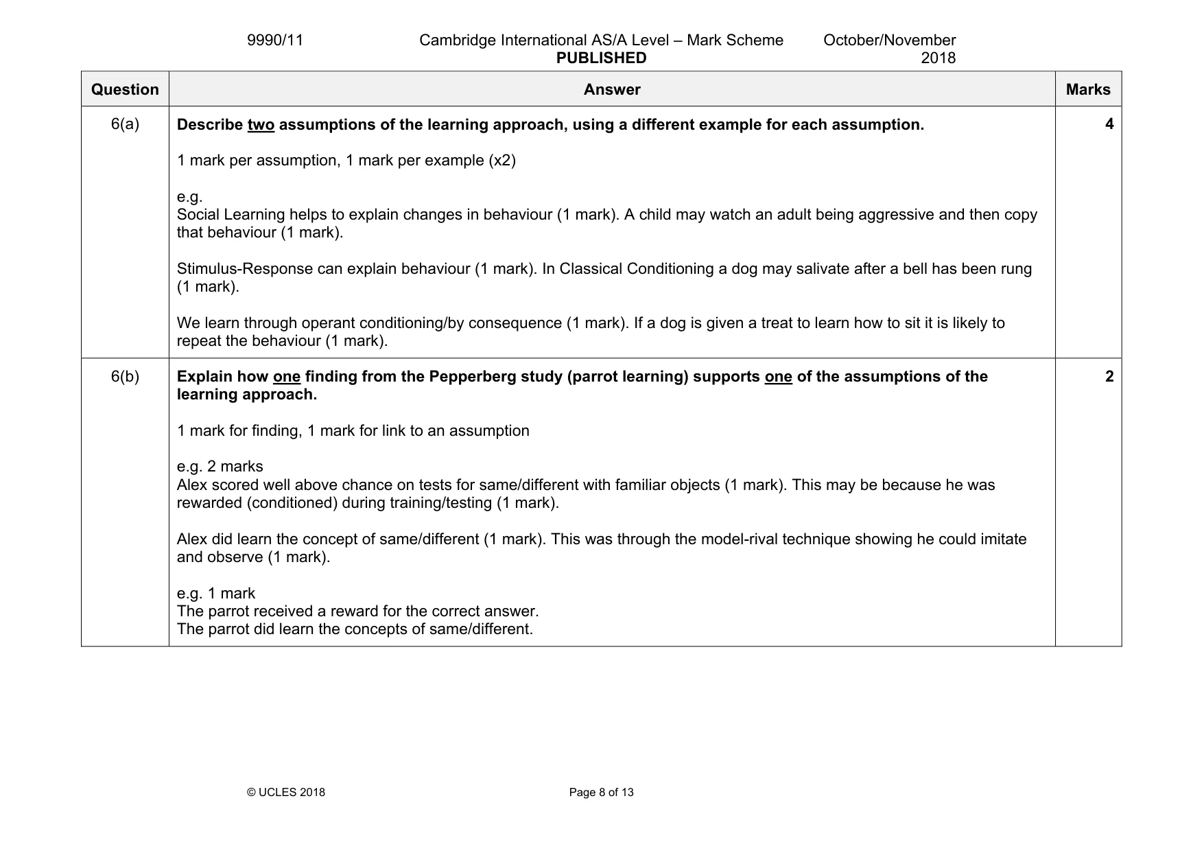 Mark scheme, page 8 of 13