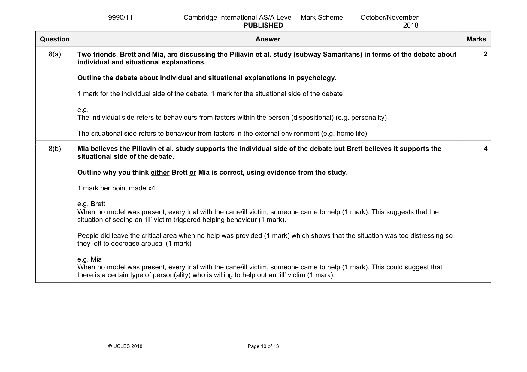 Mark scheme, page 10 of 13