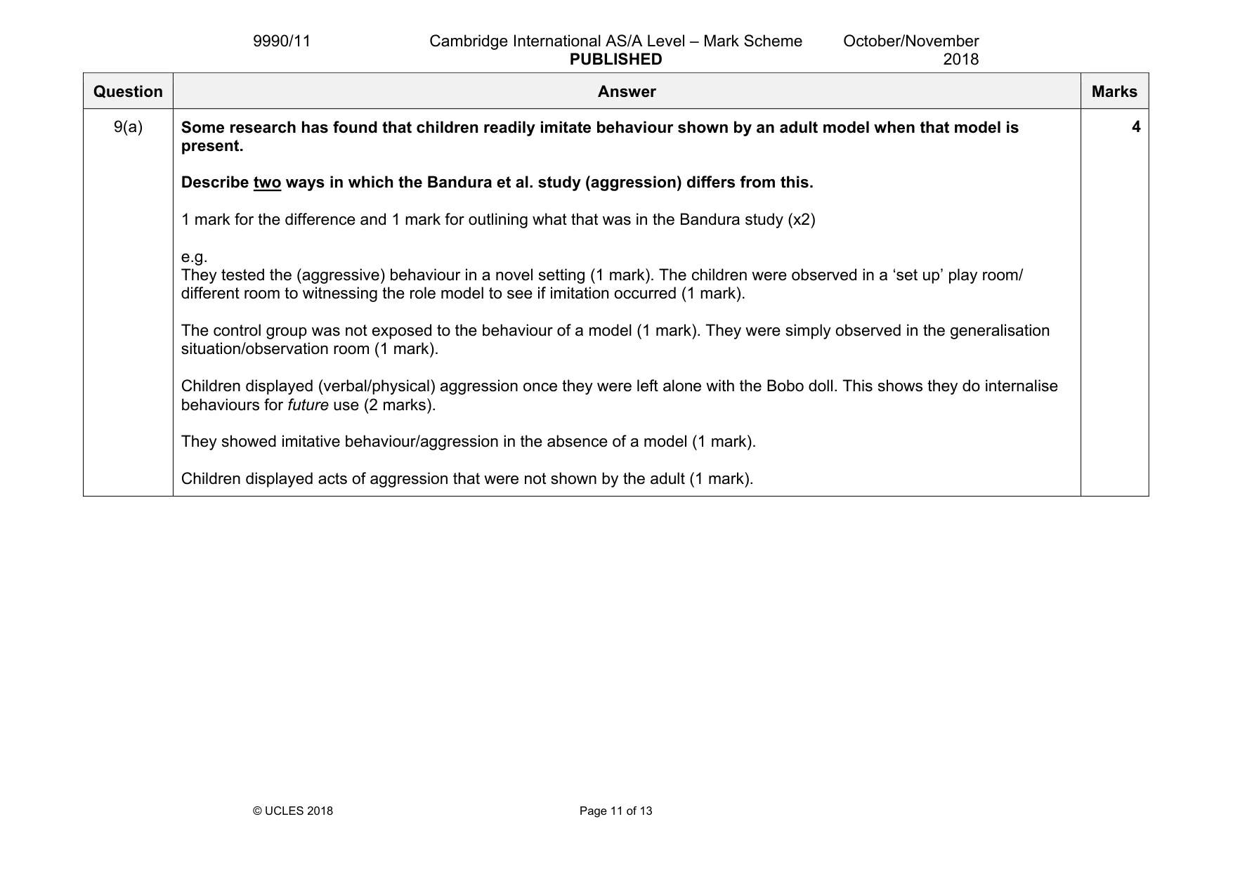 Mark scheme, page 11 of 13