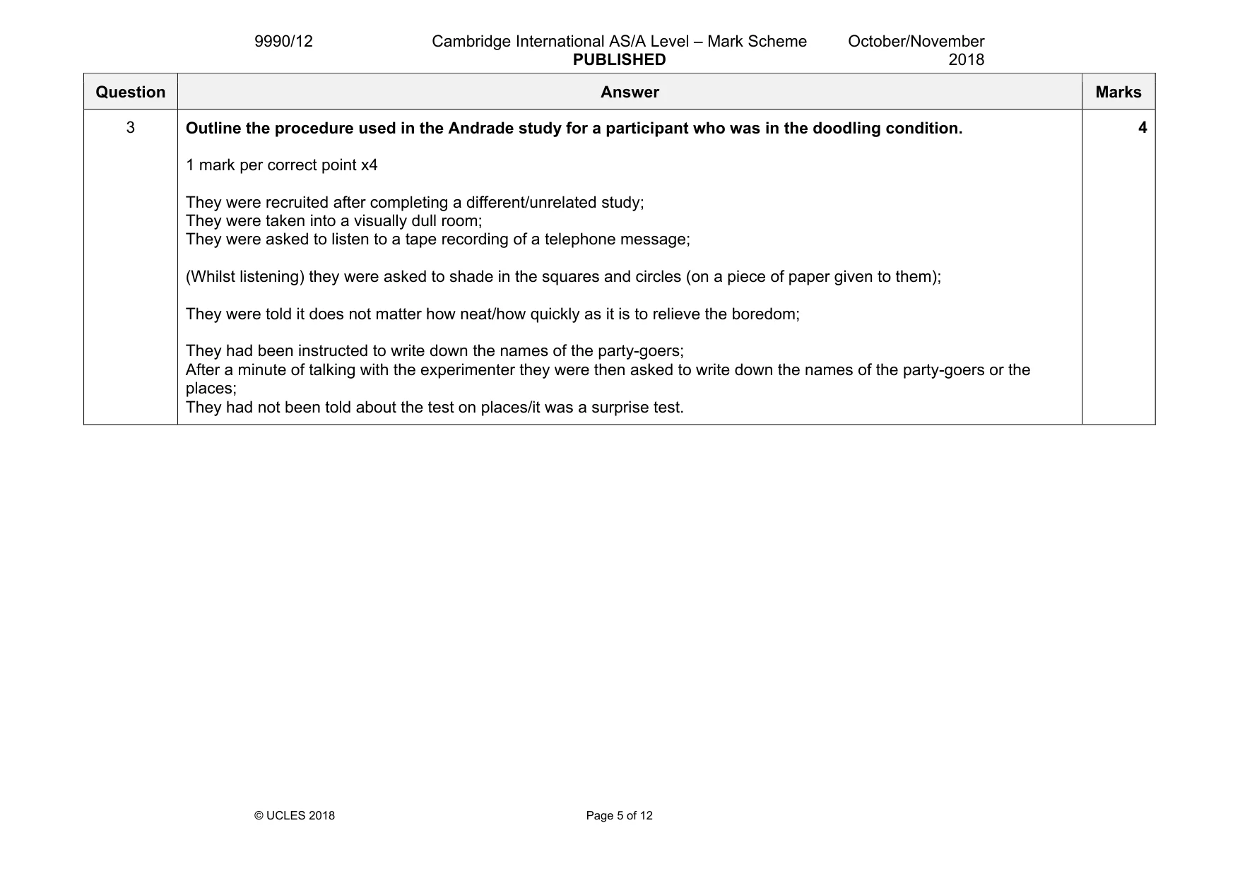 Mark scheme, page 5 of 12