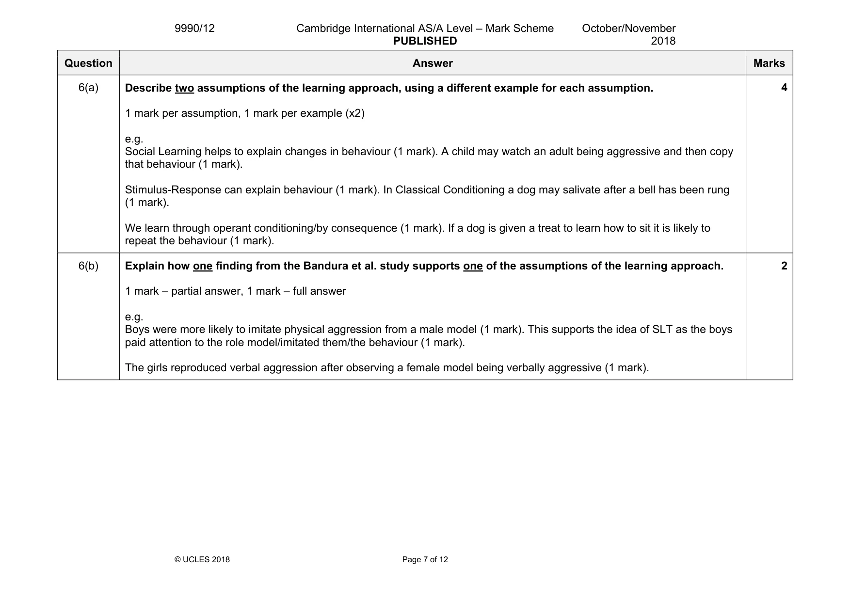Mark scheme, page 7 of 12