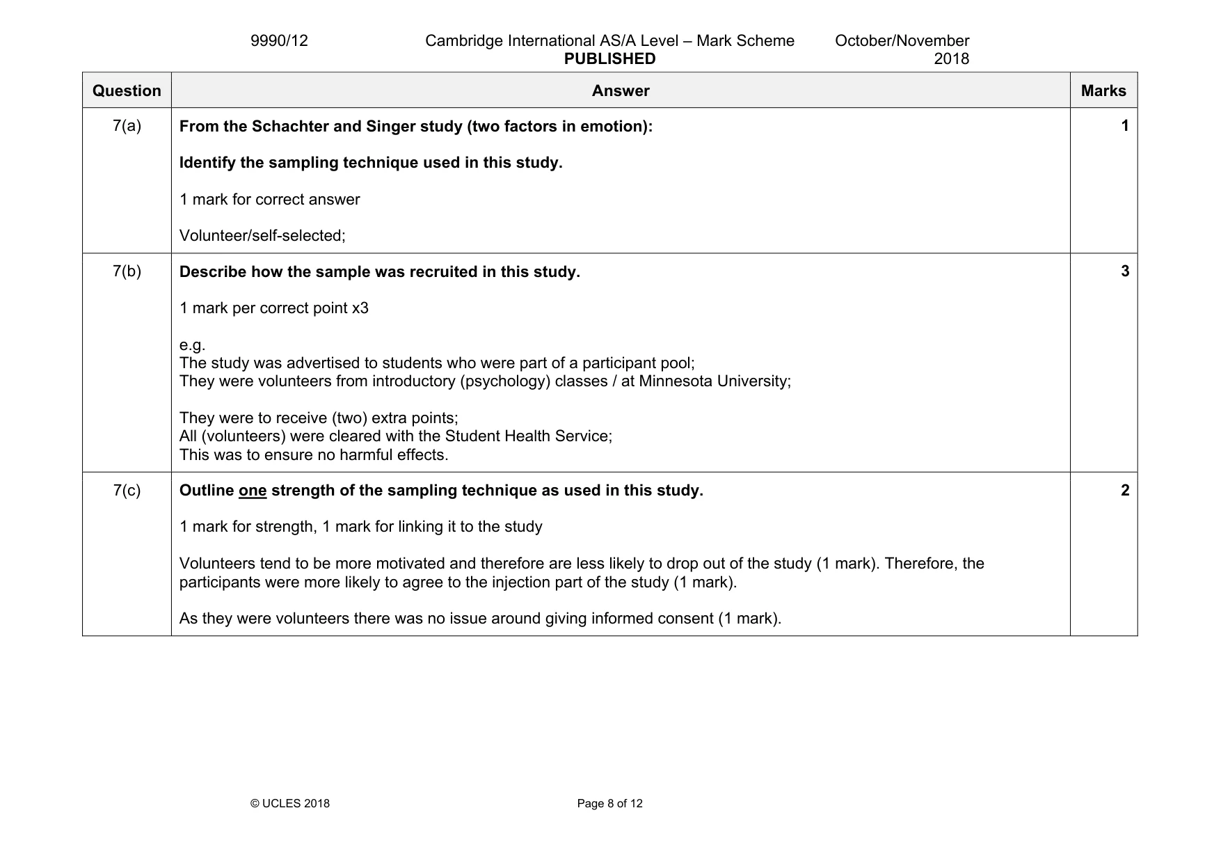 Mark scheme, page 8 of 12