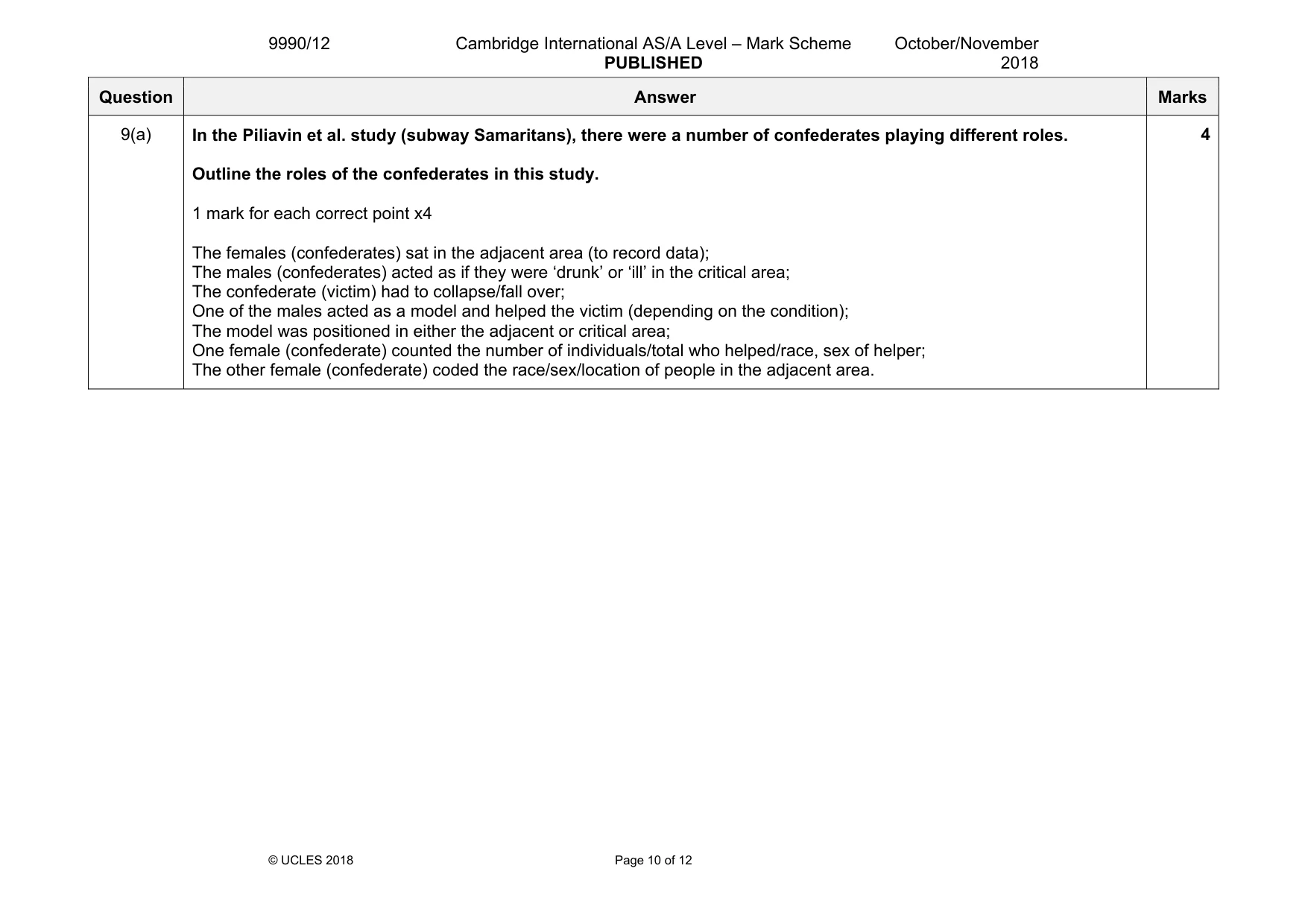 Mark scheme, page 10 of 12
