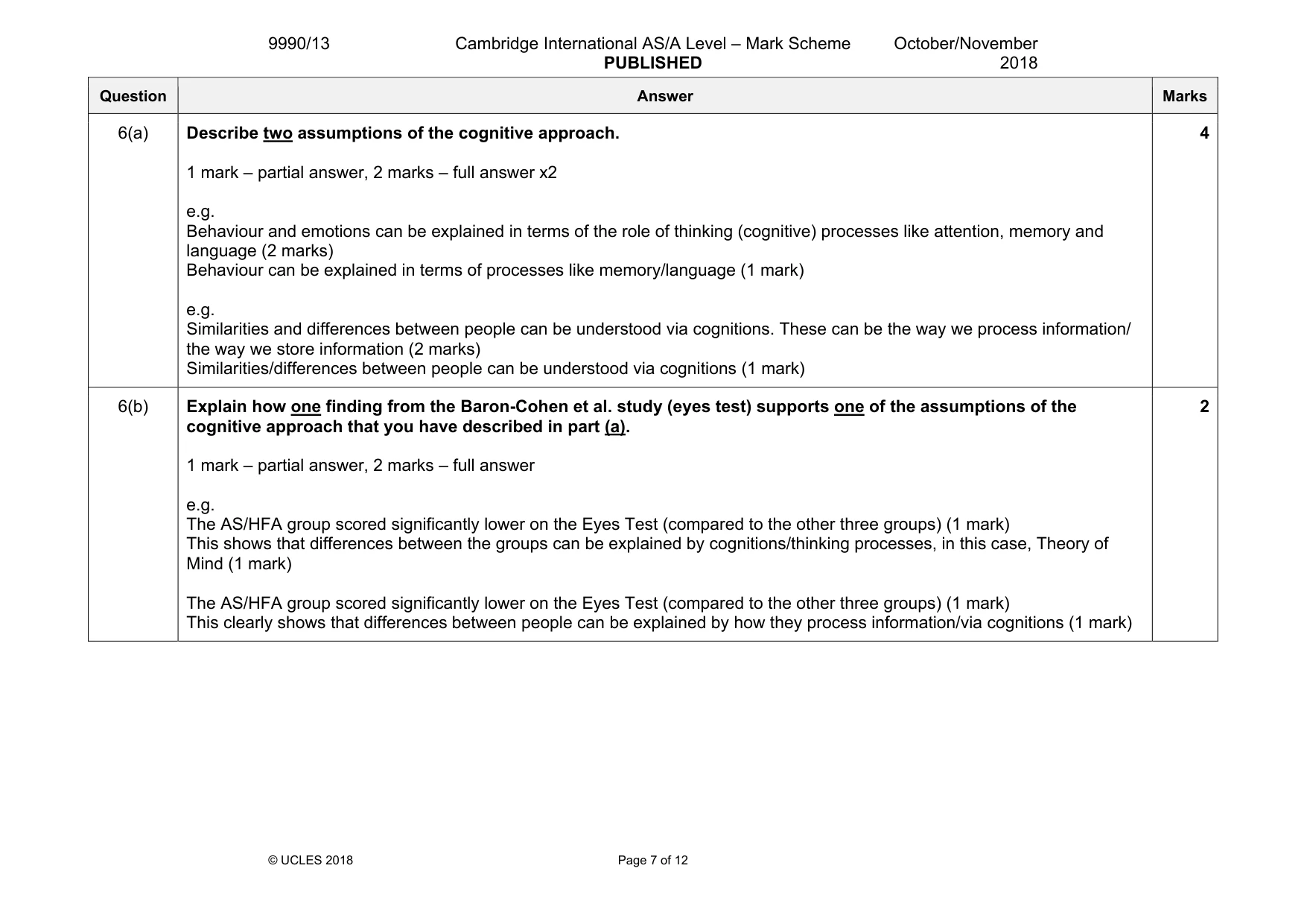 Mark scheme, page 7 of 12