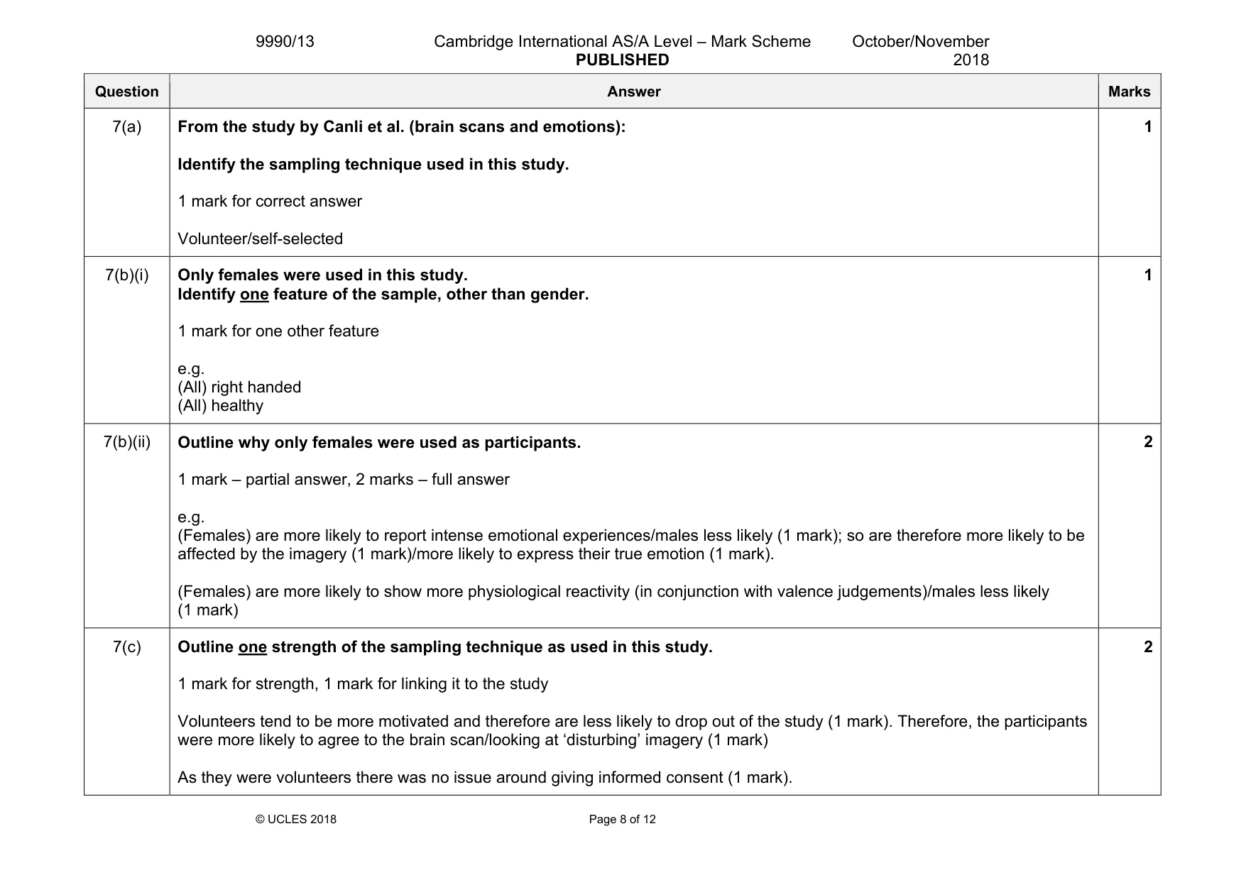 Mark scheme, page 8 of 12