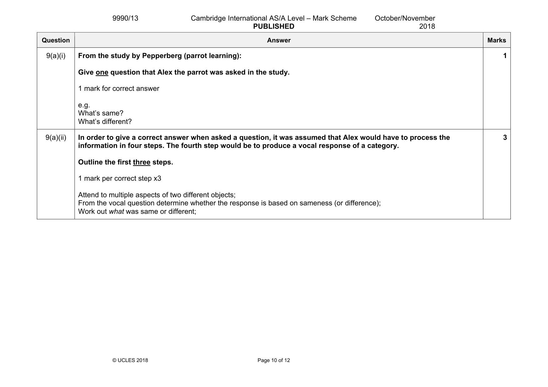 Mark scheme, page 10 of 12