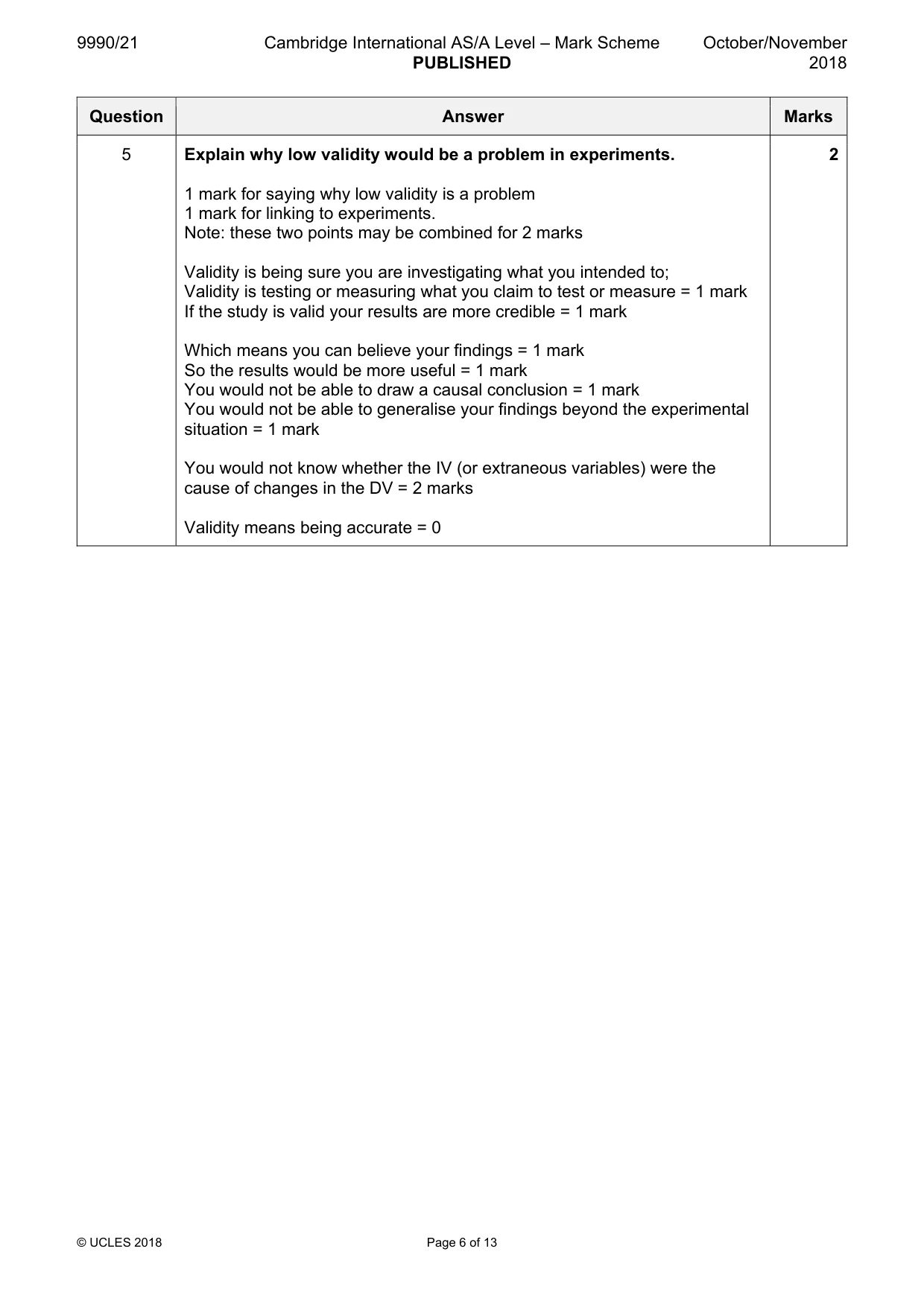 Mark scheme, page 6 of 13