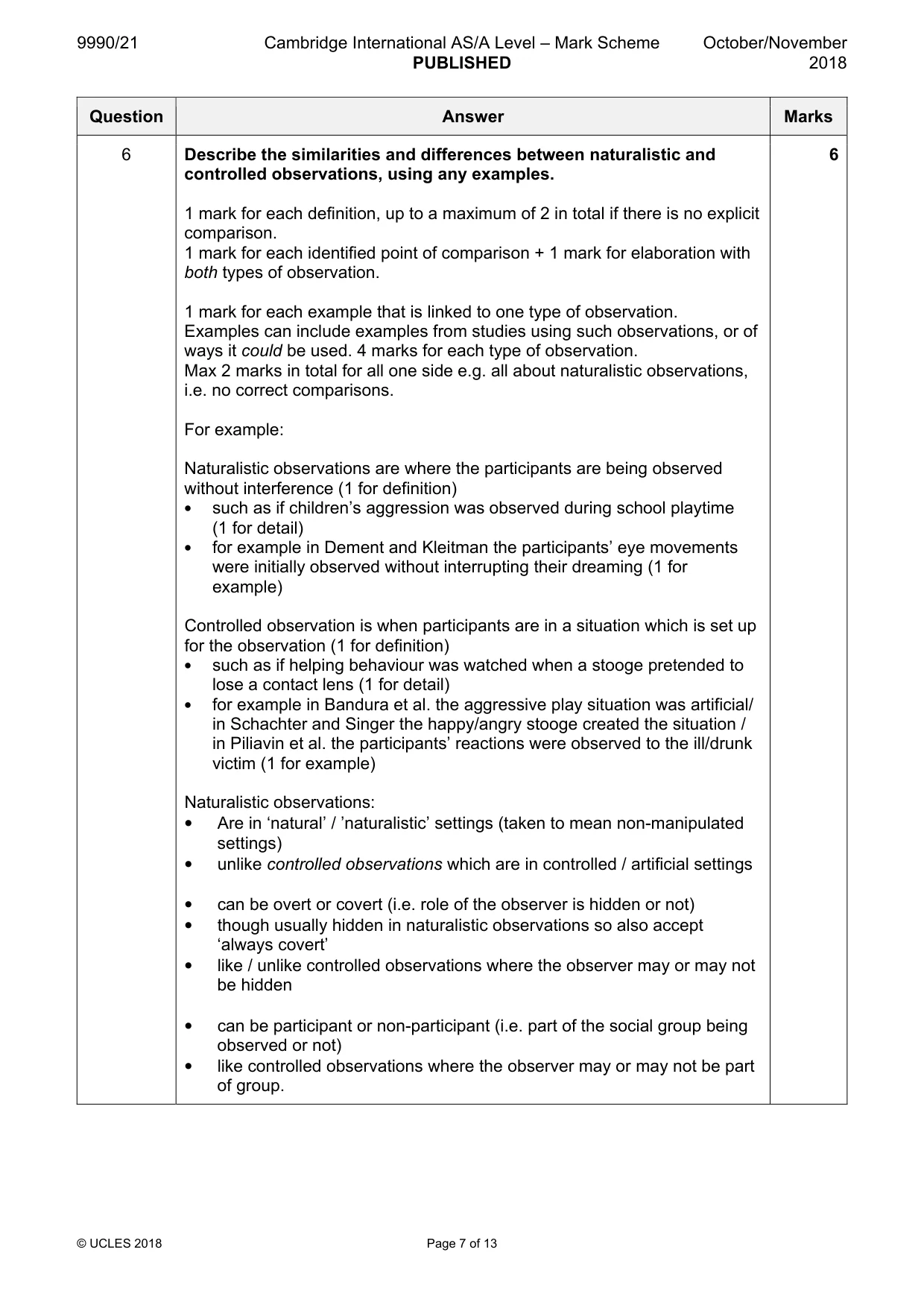 Mark scheme, page 7 of 13