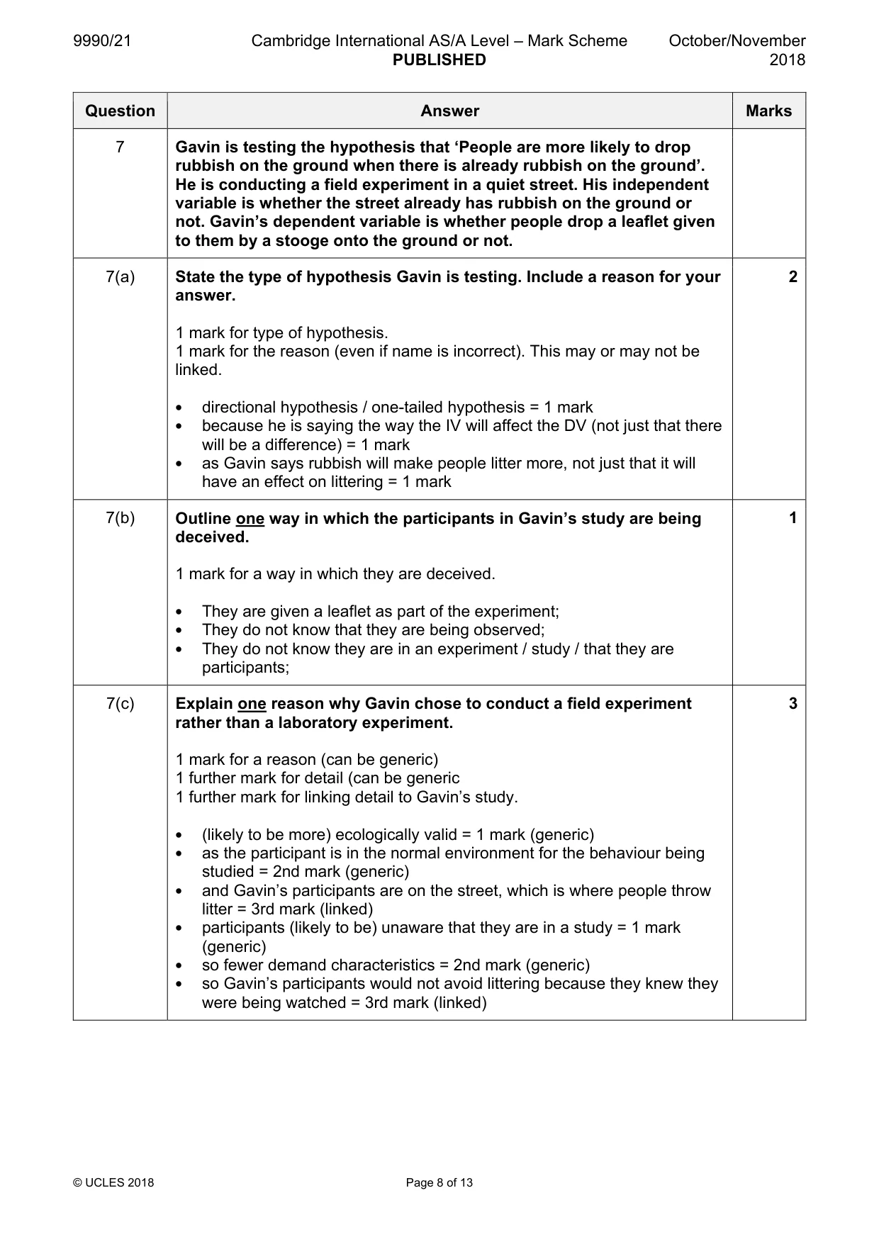 Mark scheme, page 8 of 13