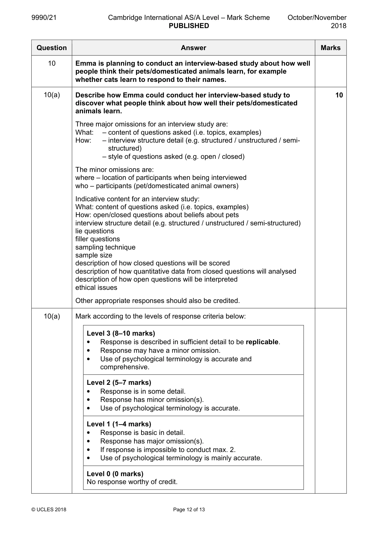 Mark scheme, page 12 of 13