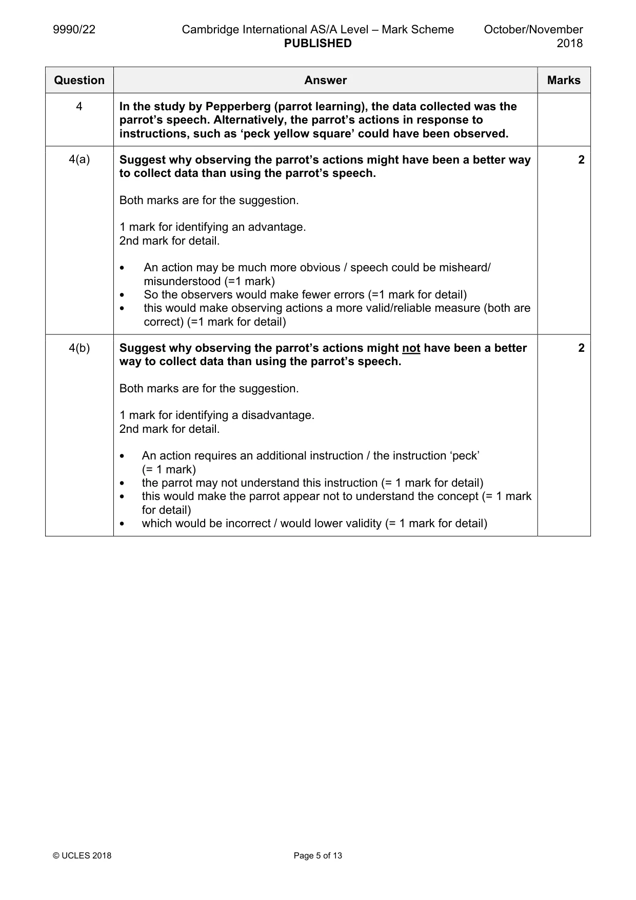 Mark scheme, page 5 of 13