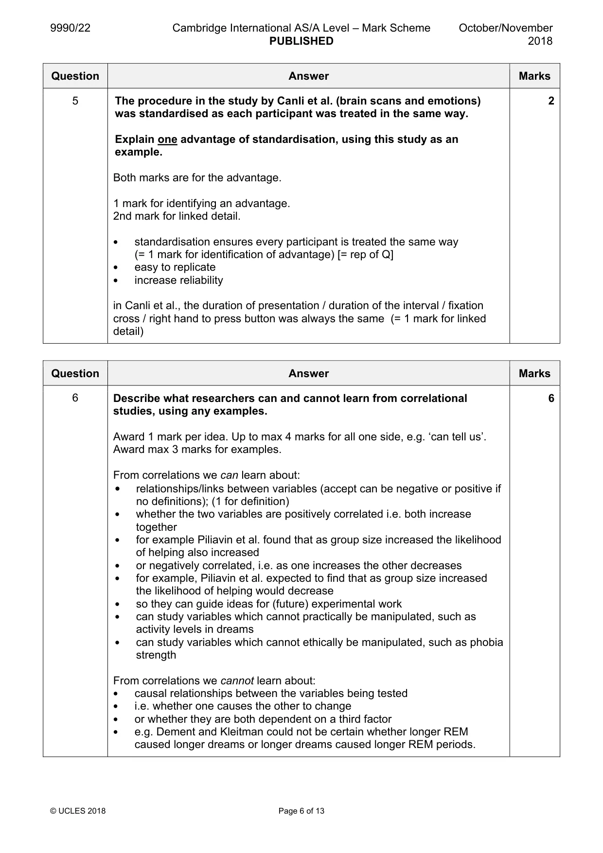 Mark scheme, page 6 of 13