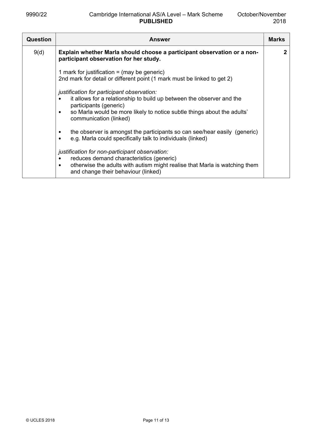 Mark scheme, page 11 of 13