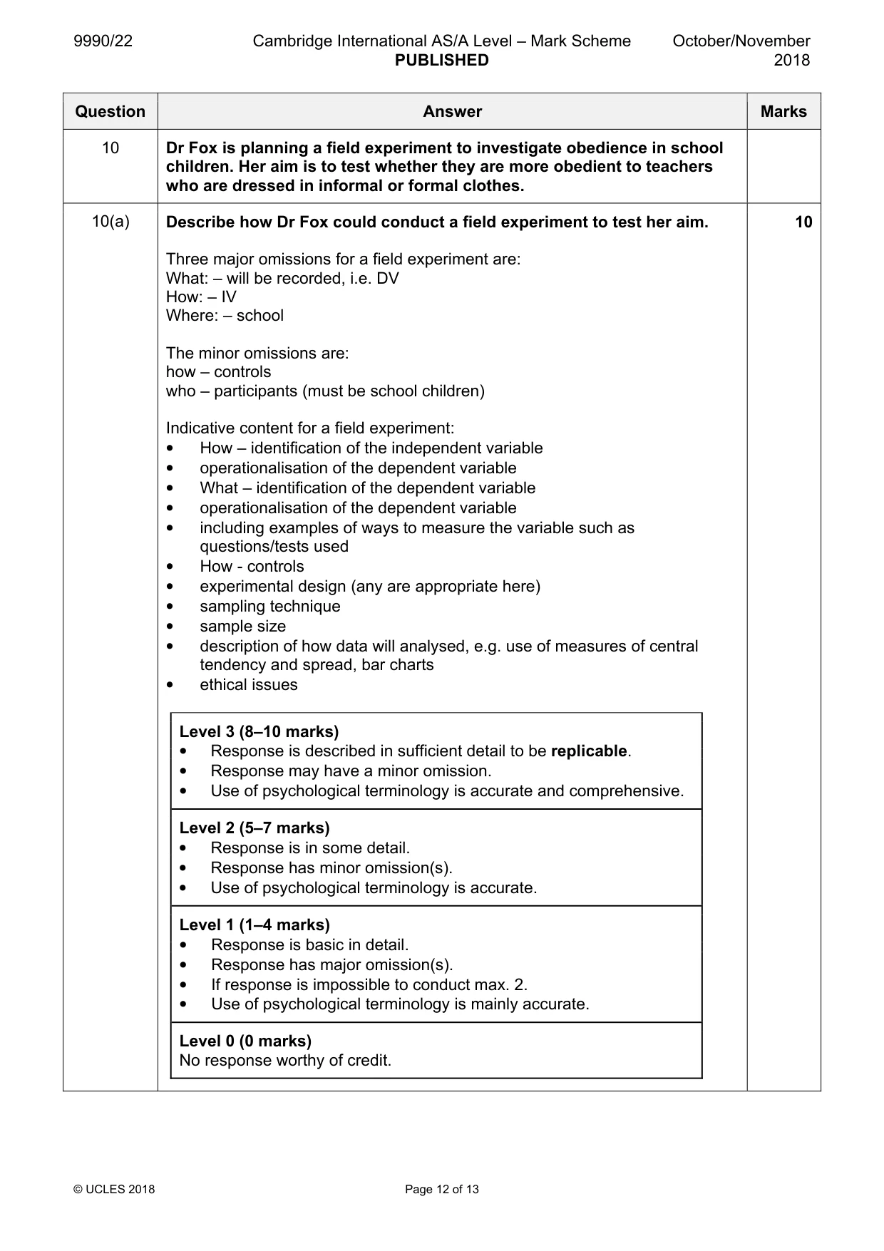 Mark scheme, page 12 of 13