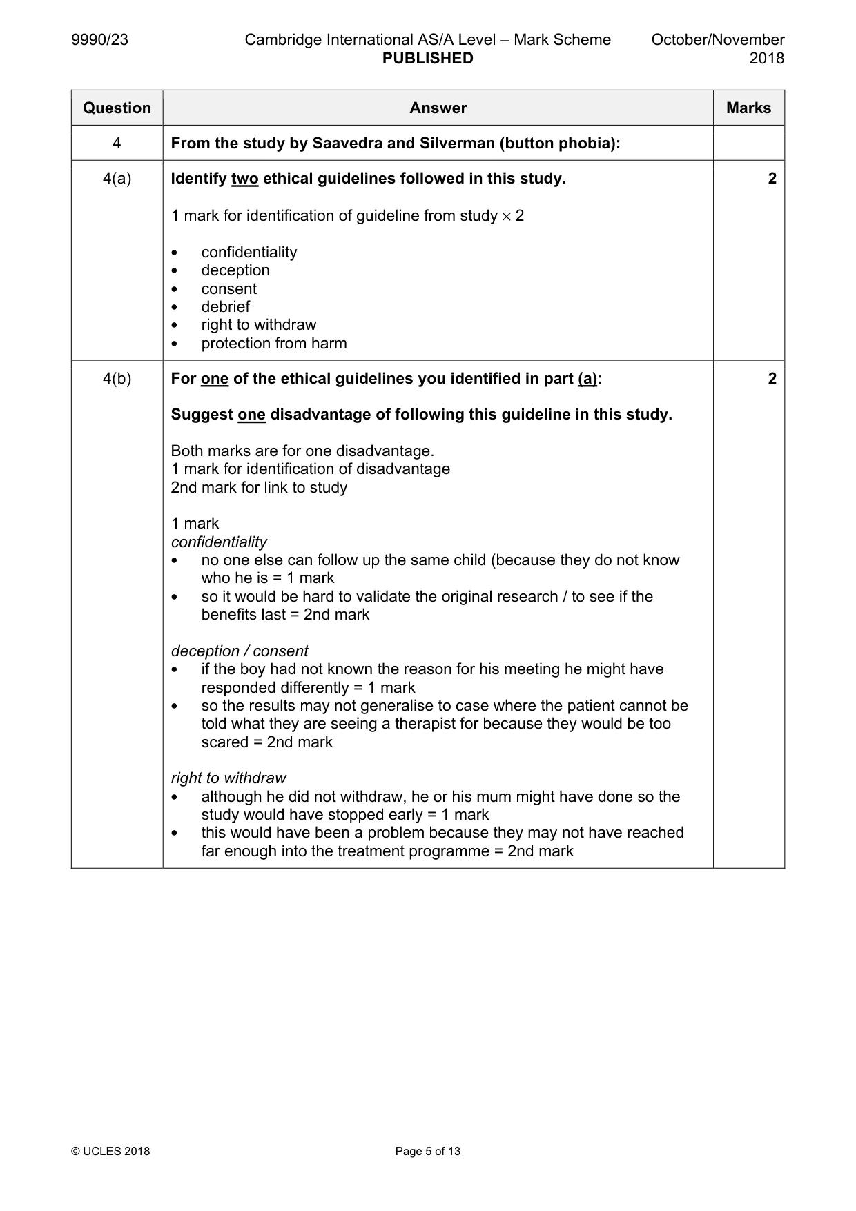 Mark scheme, page 5 of 13