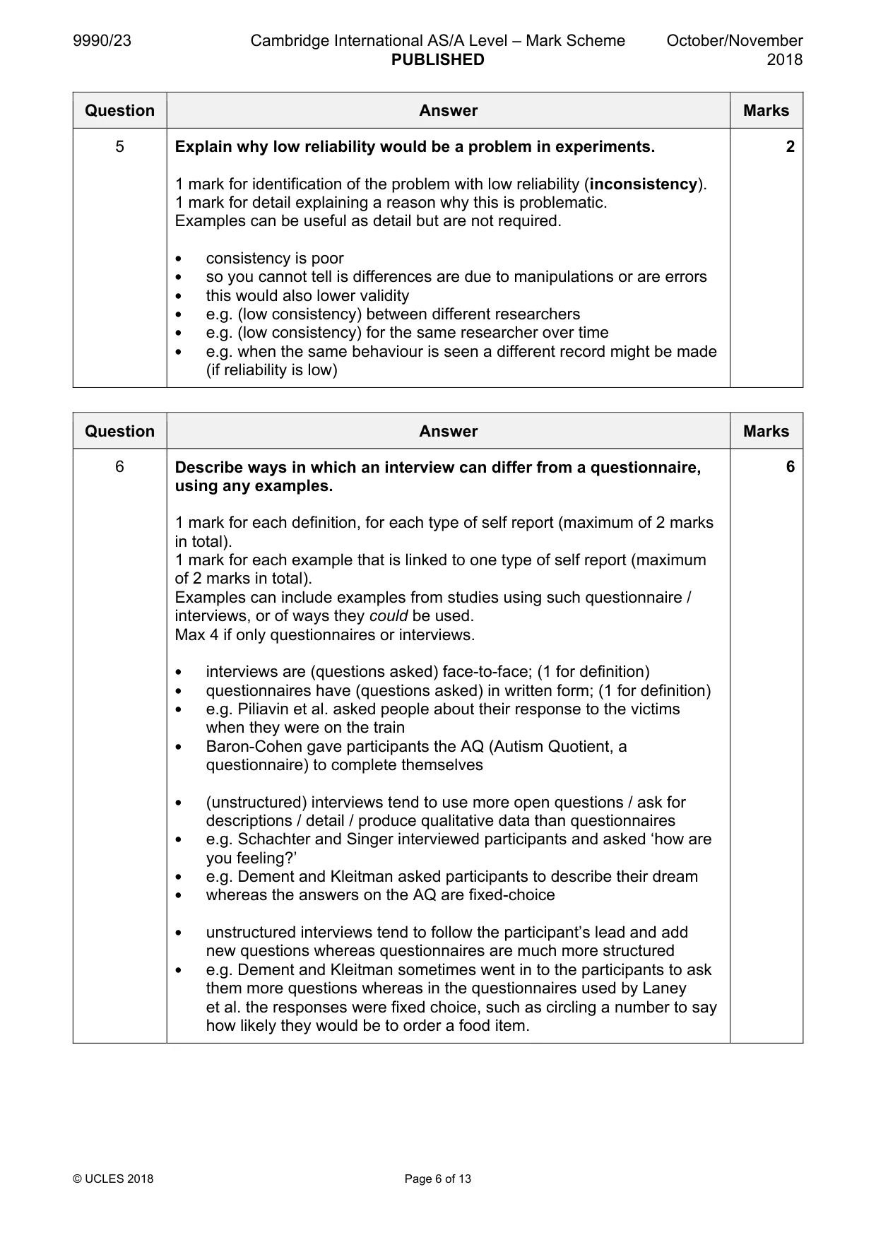Mark scheme, page 6 of 13