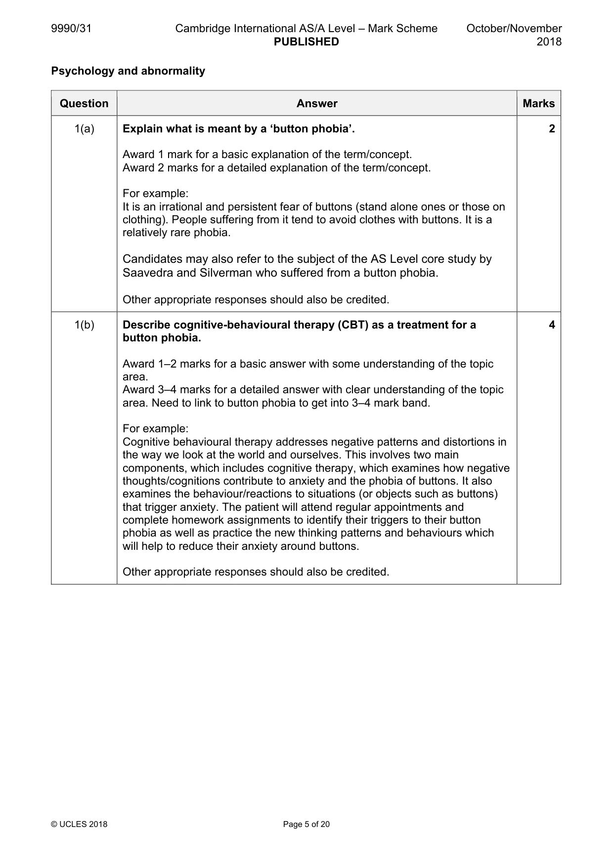 Mark scheme, page 5 of 20
