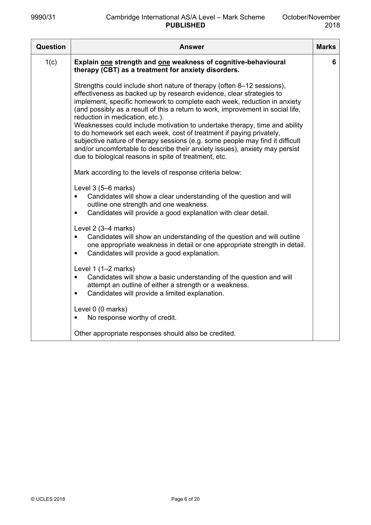 Mark scheme, page 6 of 20