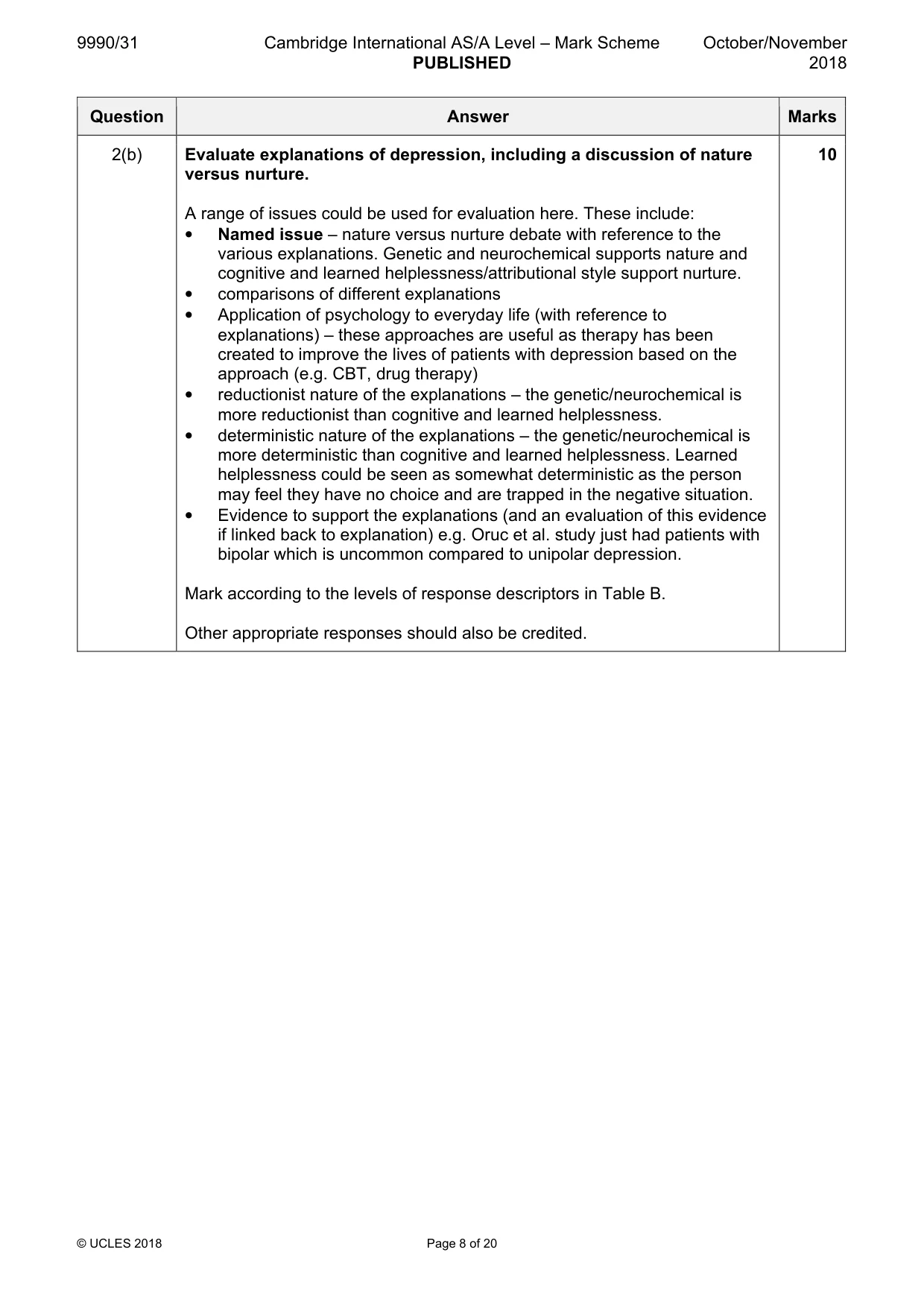 Mark scheme, page 8 of 20