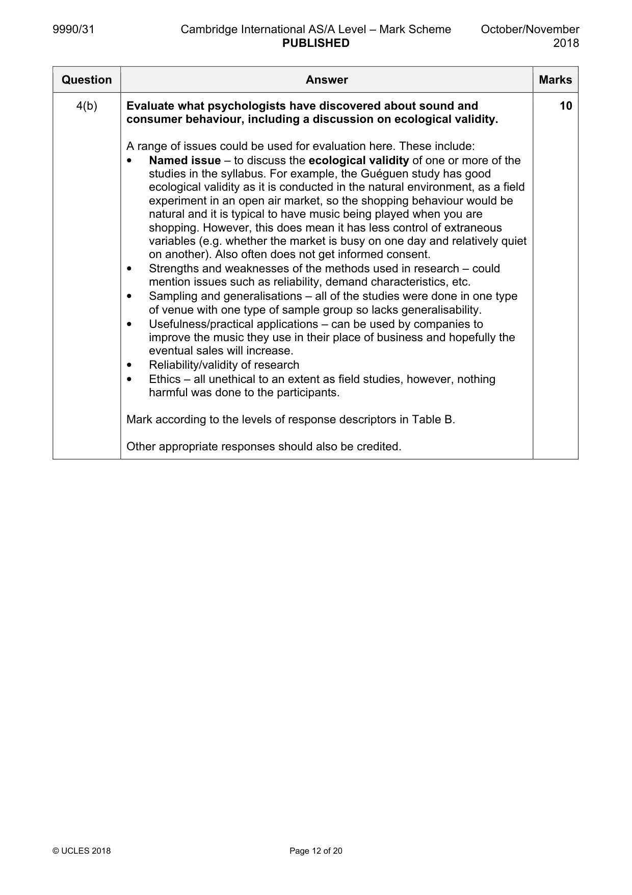 Mark scheme, page 12 of 20