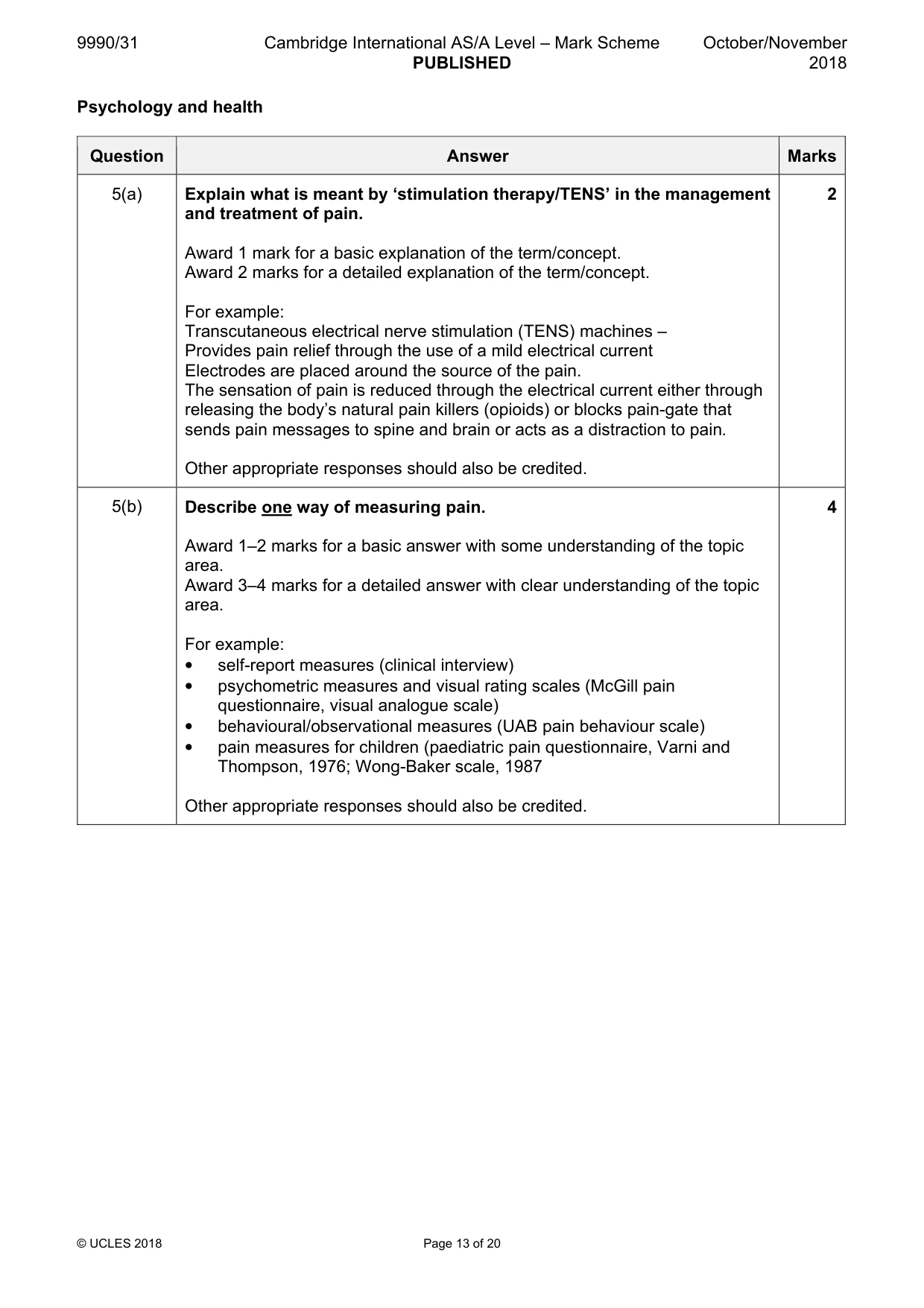 Mark scheme, page 13 of 20