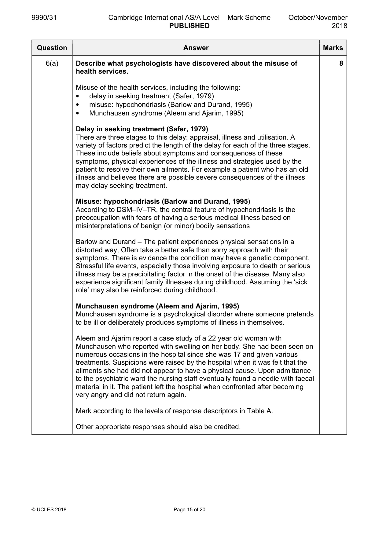 Mark scheme, page 15 of 20
