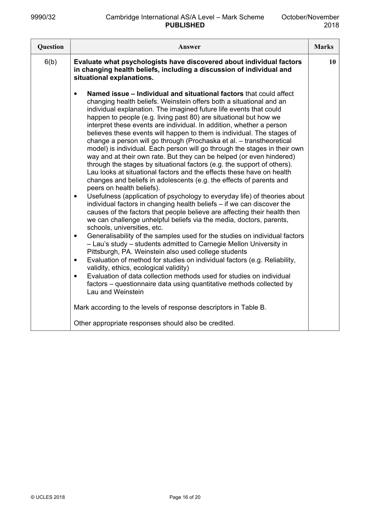 Mark scheme, page 16 of 20