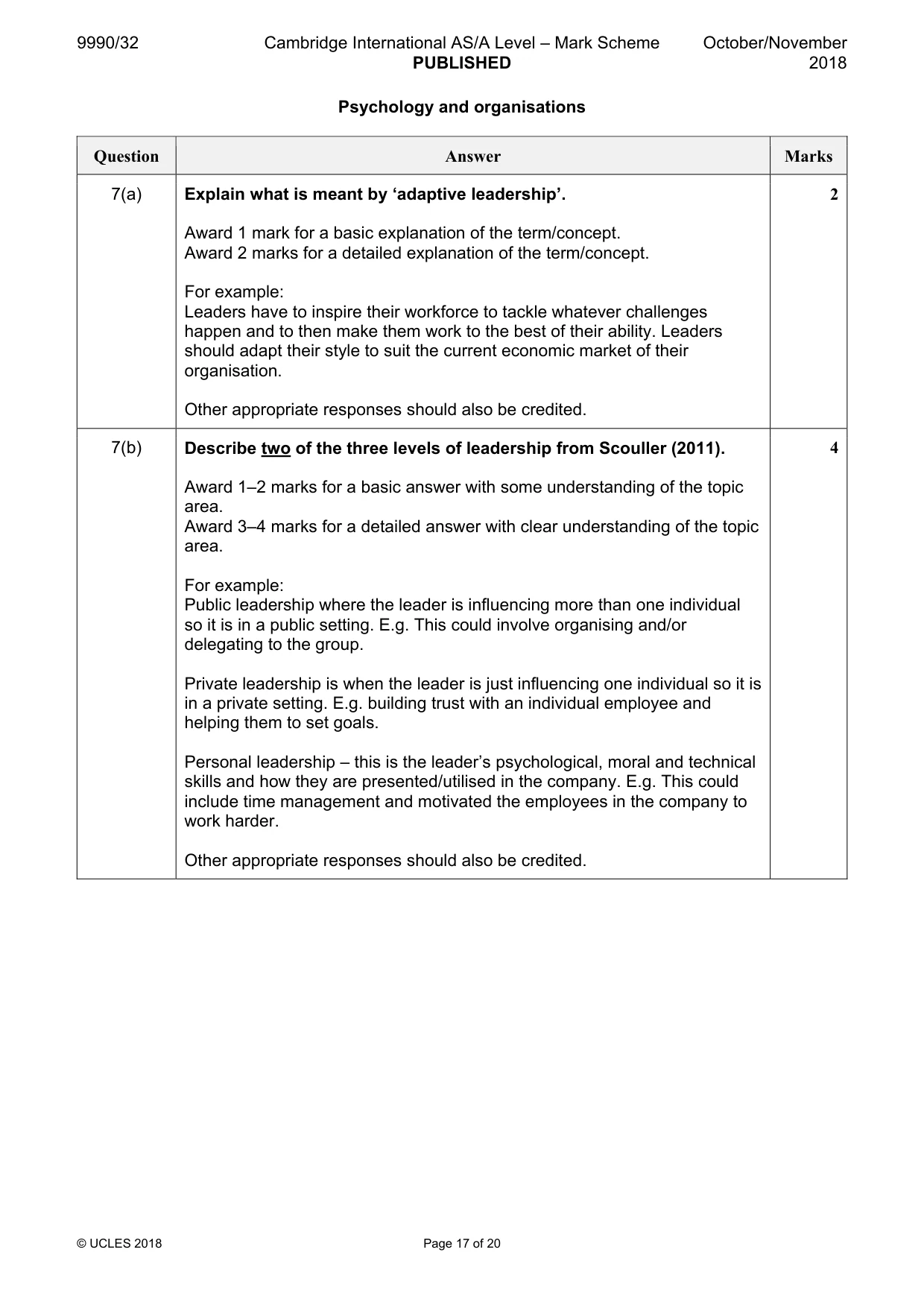 Mark scheme, page 17 of 20