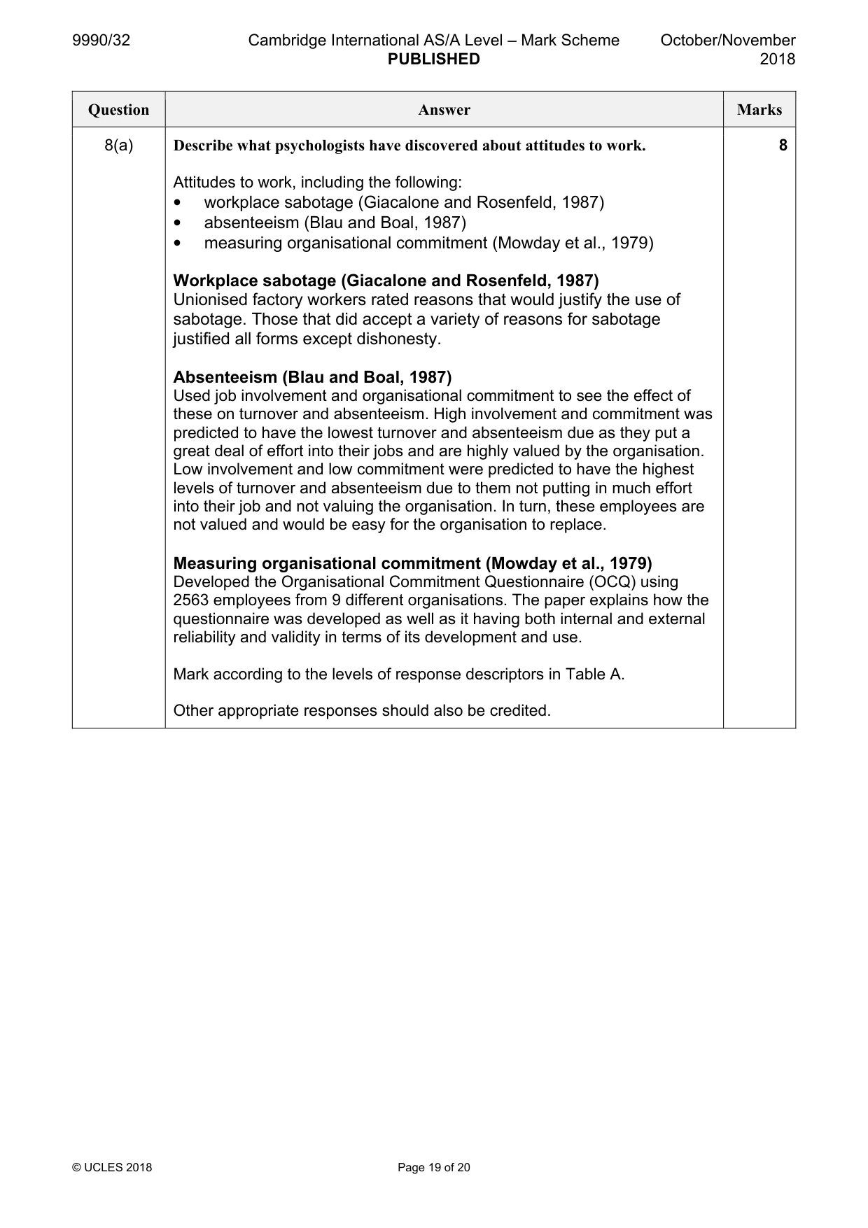 Mark scheme, page 19 of 20