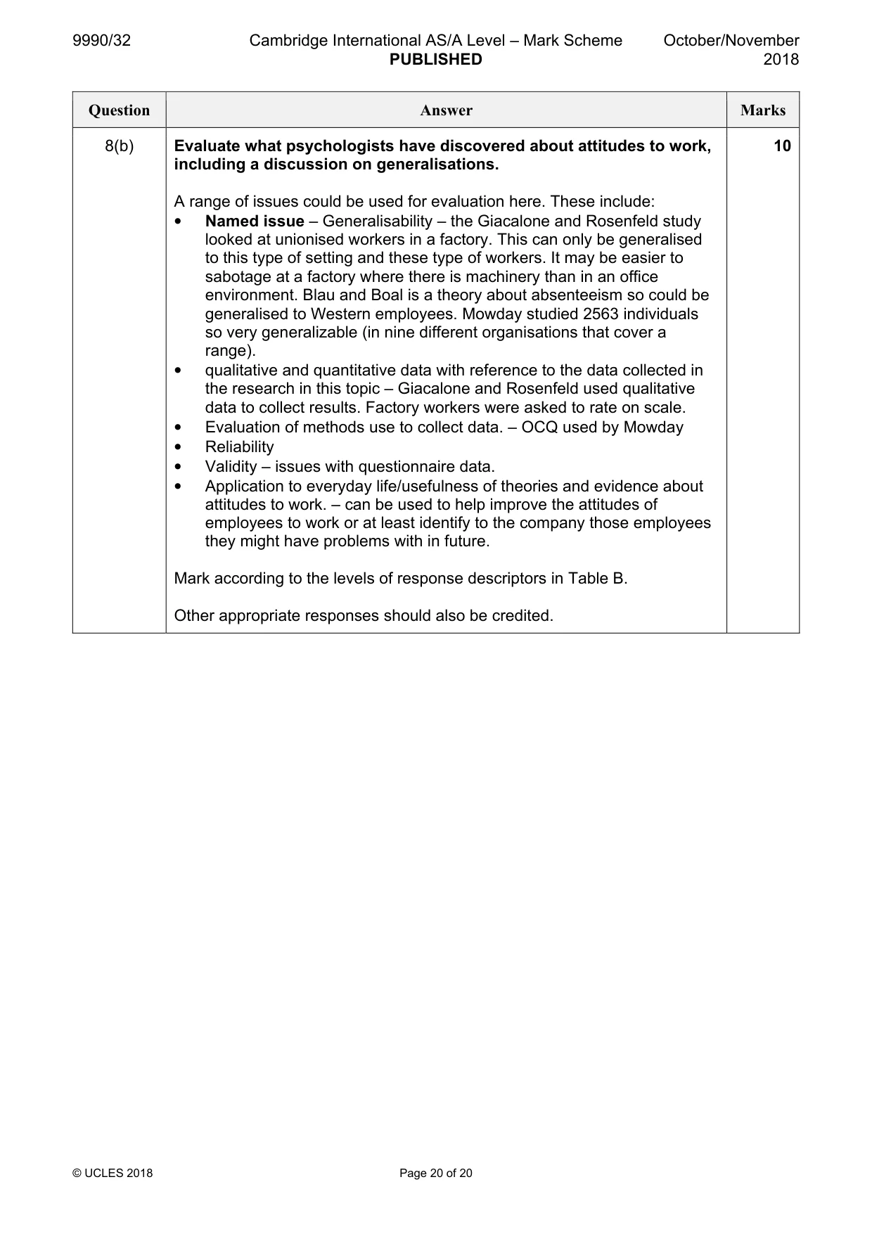 Mark scheme, page 20 of 20