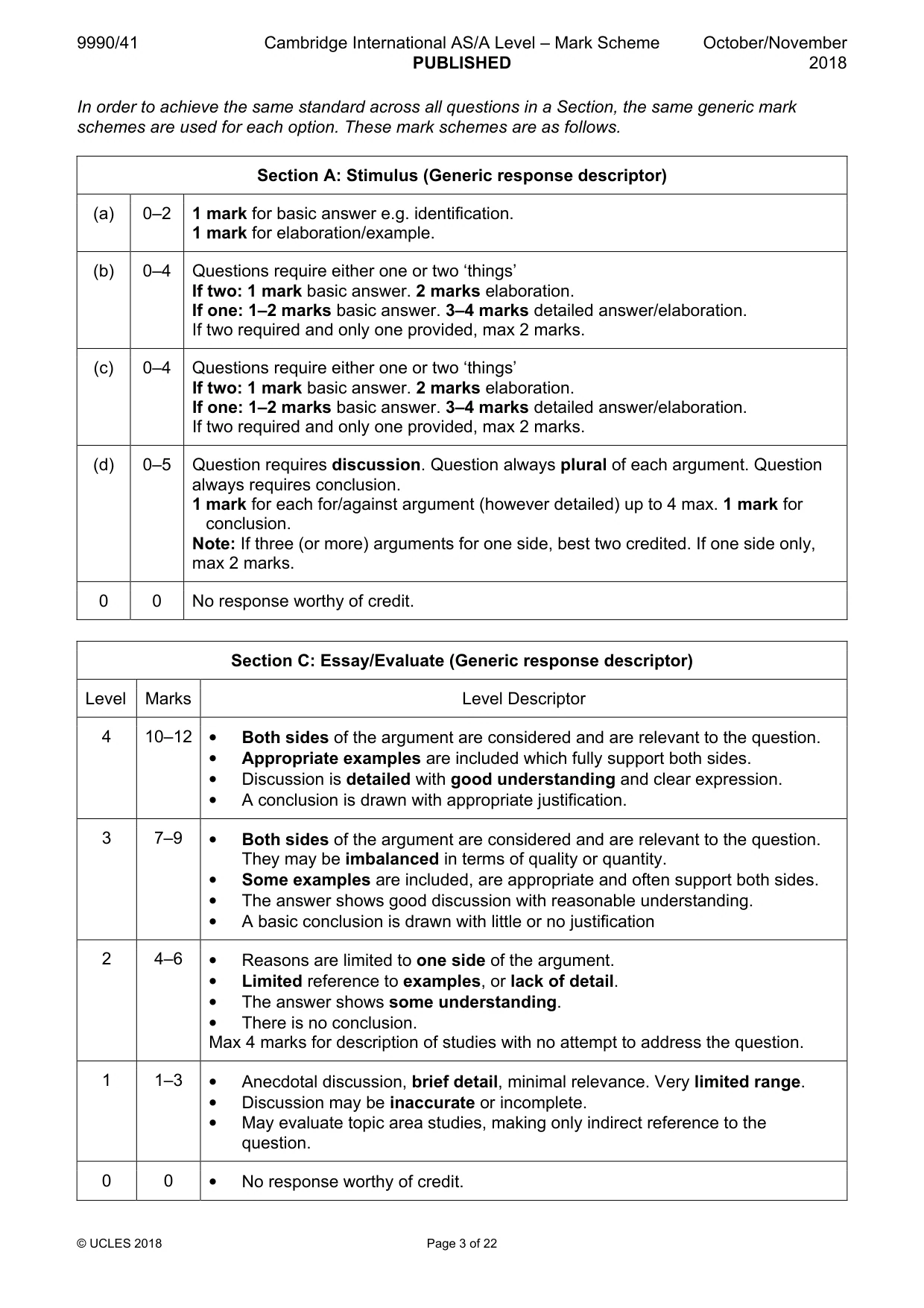 Mark scheme, page 3 of 22