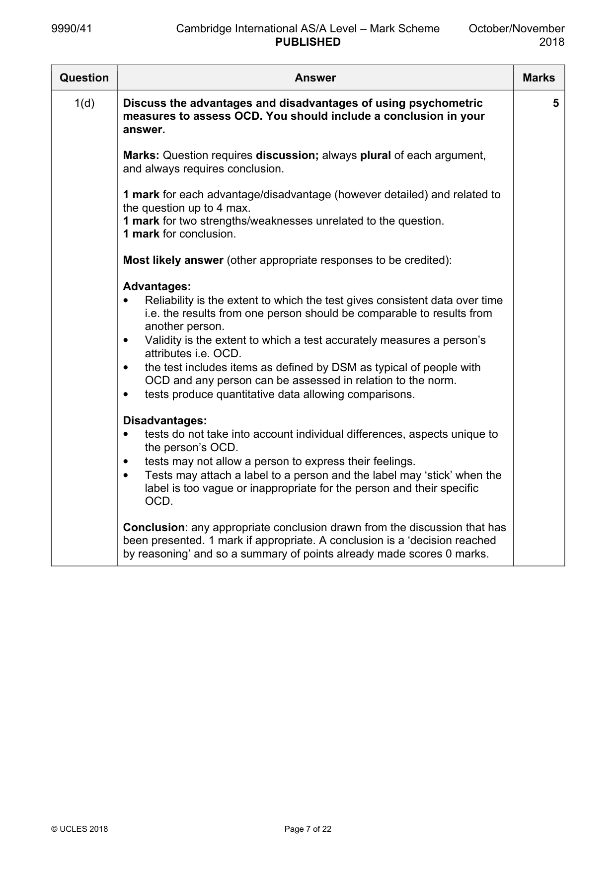 Mark scheme, page 7 of 22