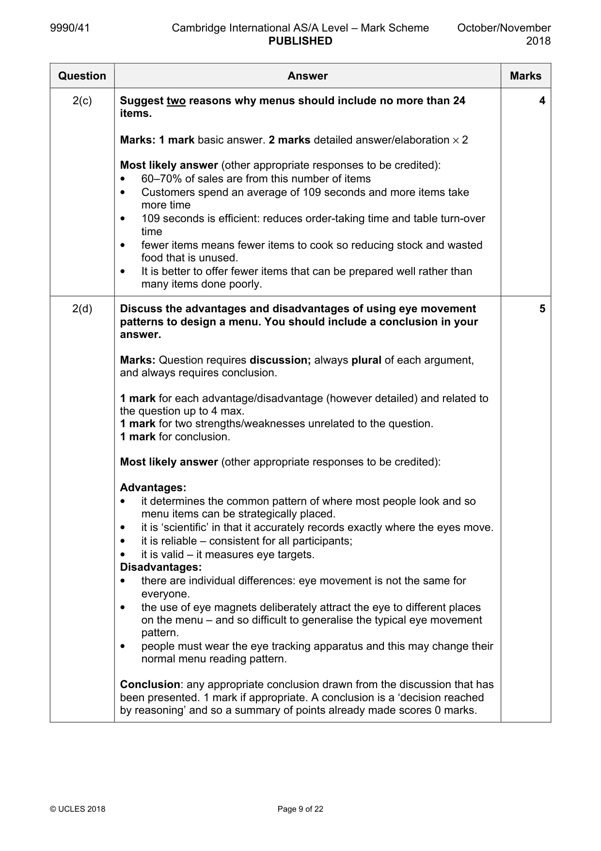 Mark scheme, page 9 of 22