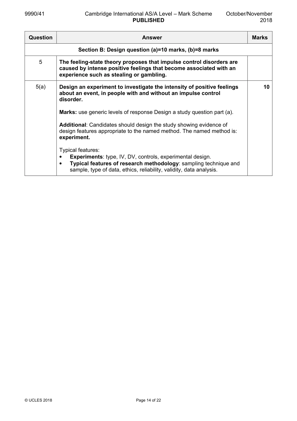 Mark scheme, page 14 of 22
