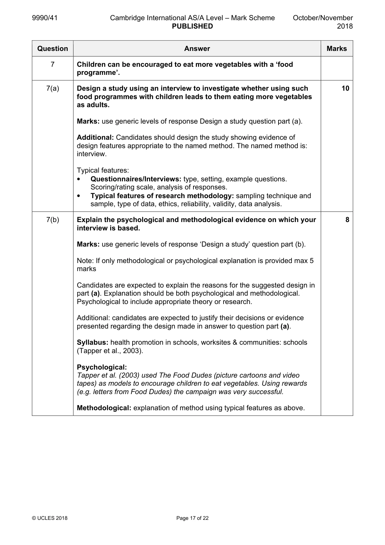 Mark scheme, page 17 of 22