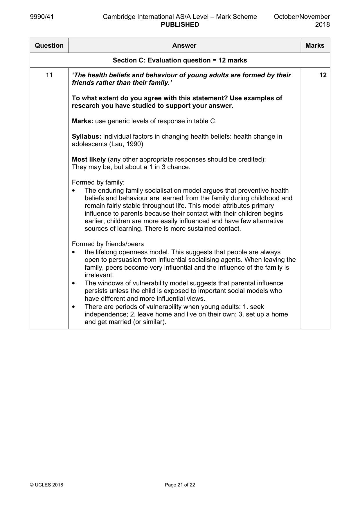 Mark scheme, page 21 of 22