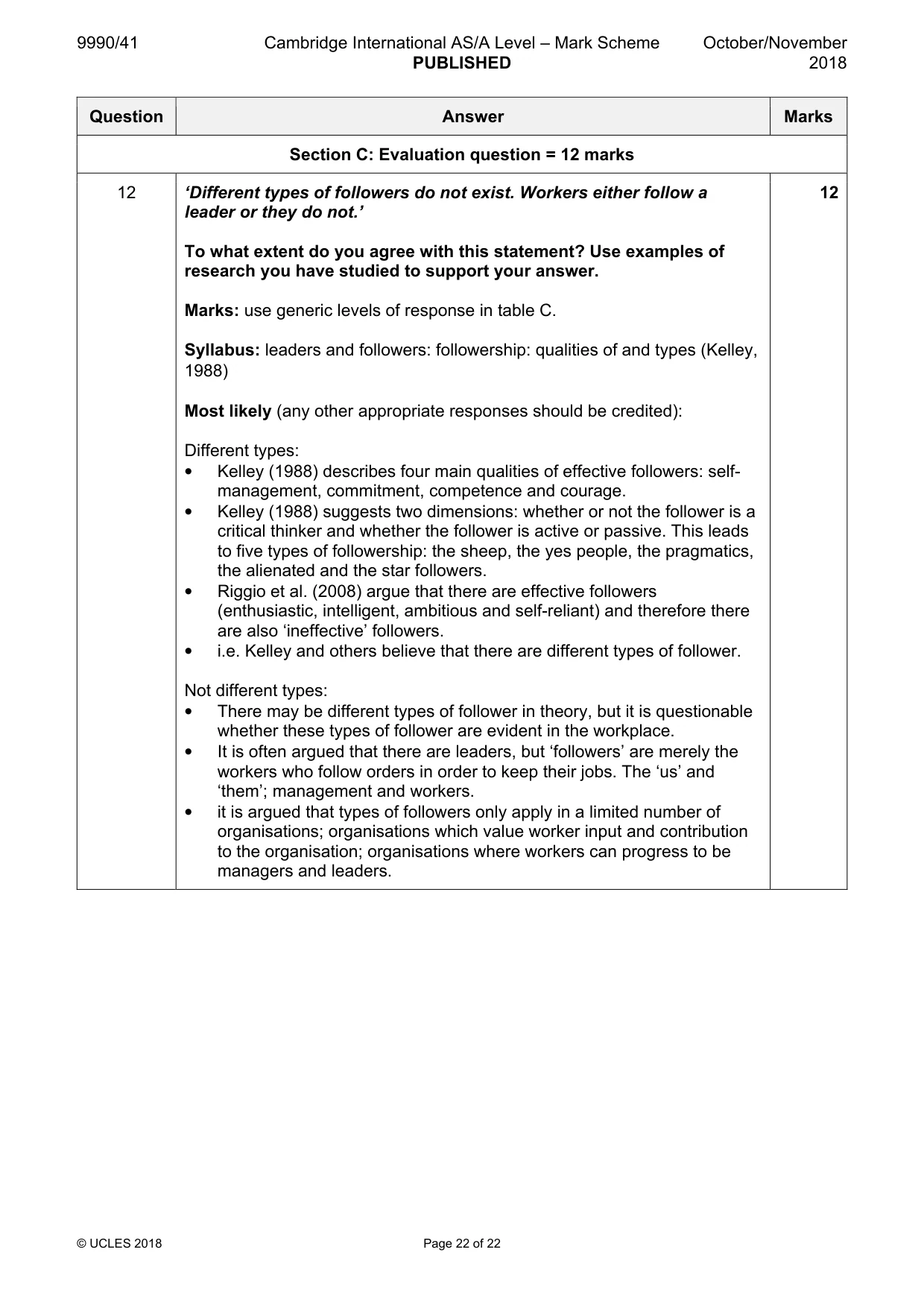 Mark scheme, page 22 of 22