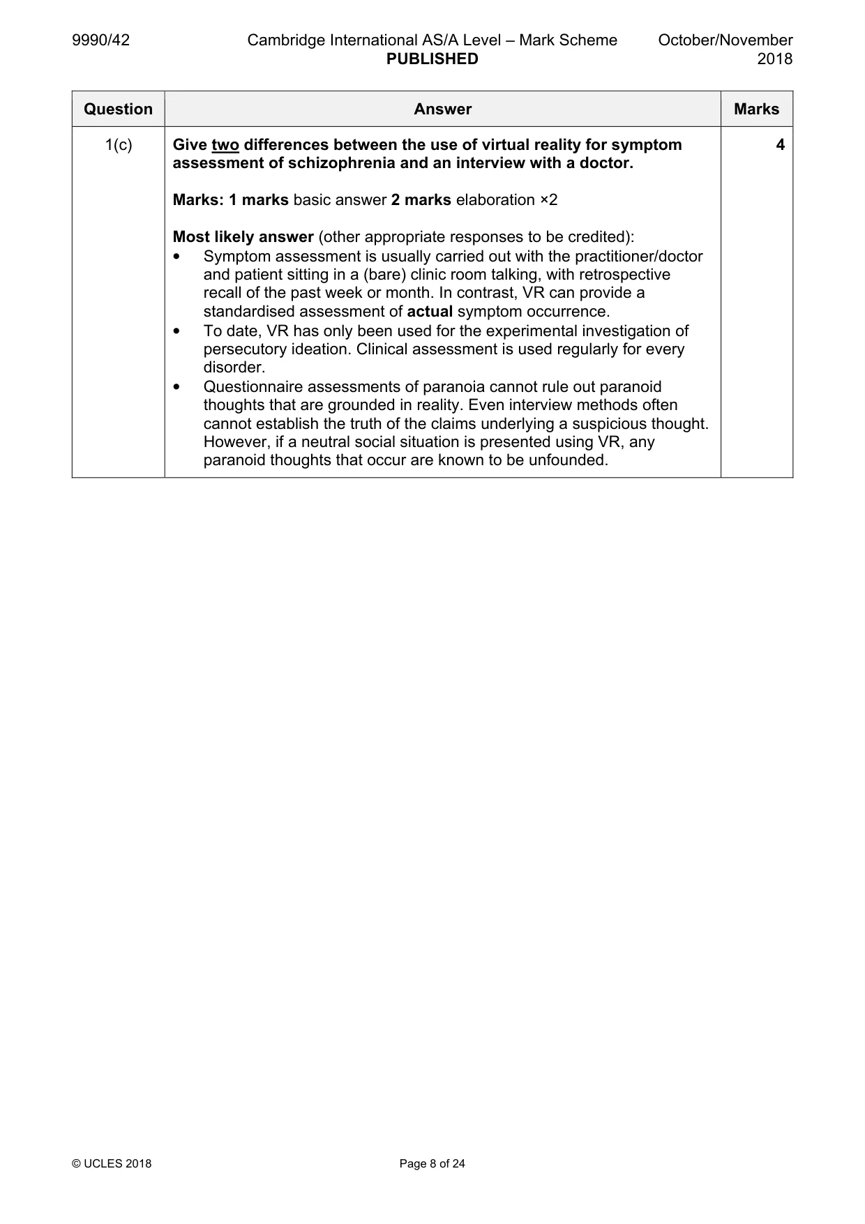 Mark scheme, page 8 of 24