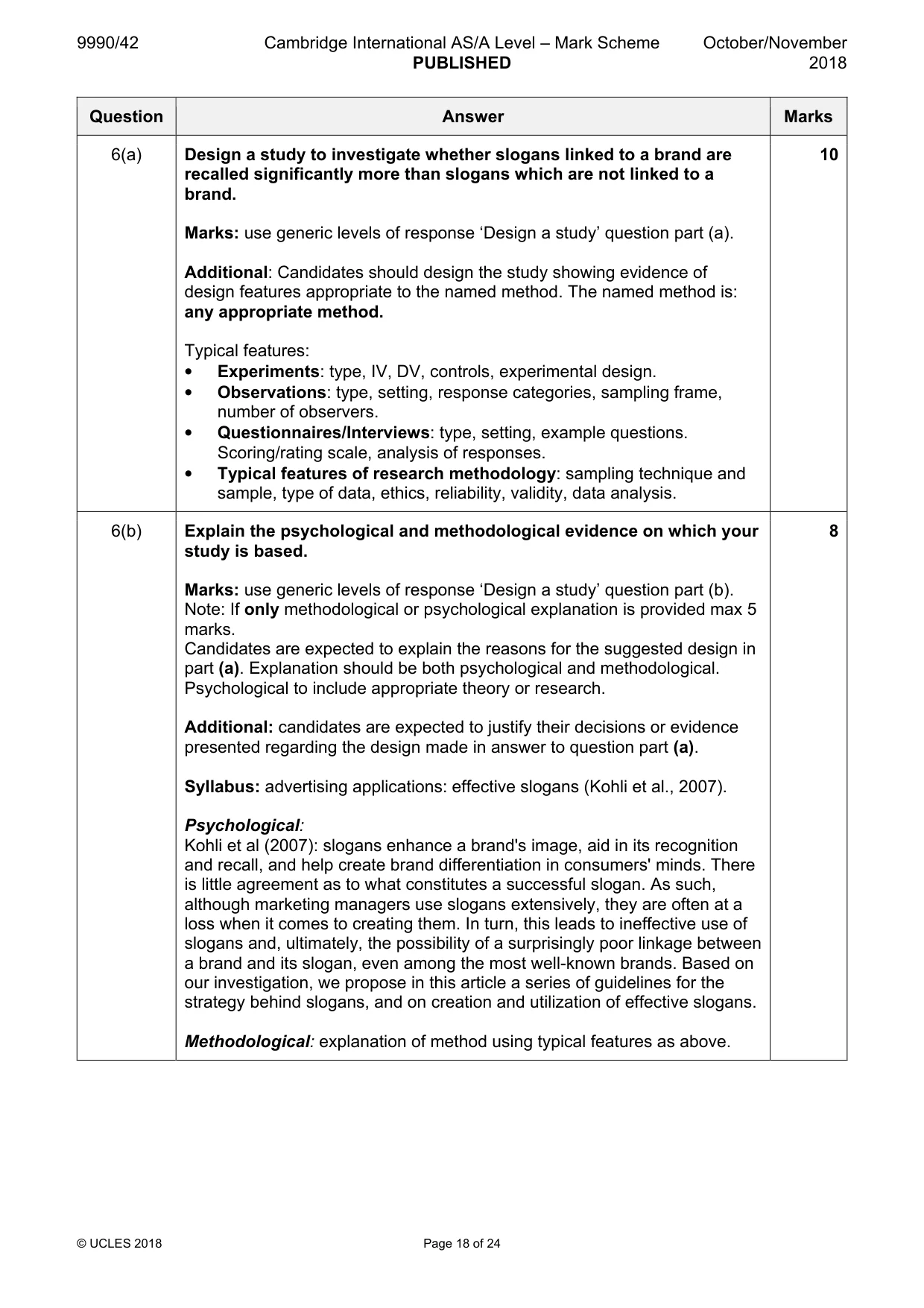 Mark scheme, page 18 of 24