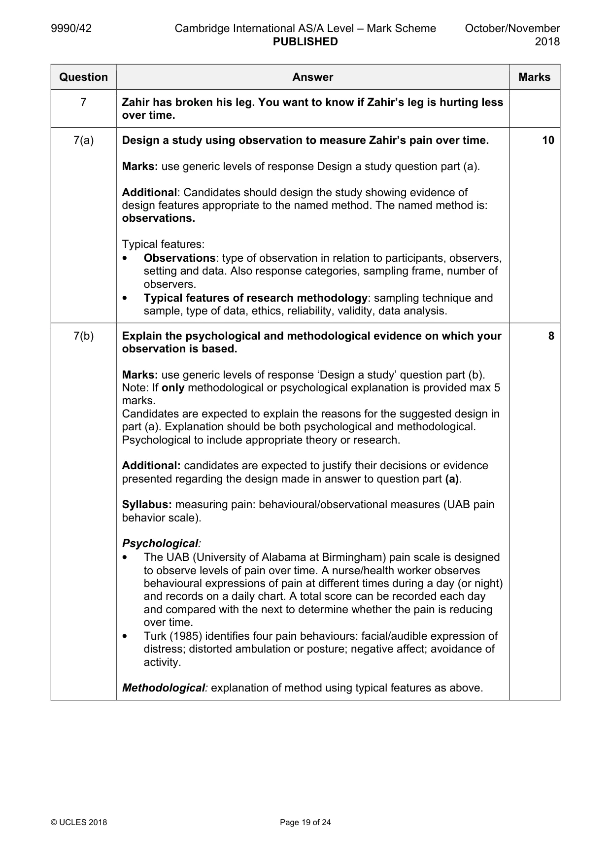 Mark scheme, page 19 of 24