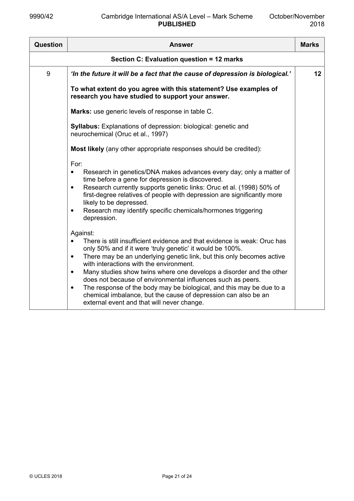 Mark scheme, page 21 of 24