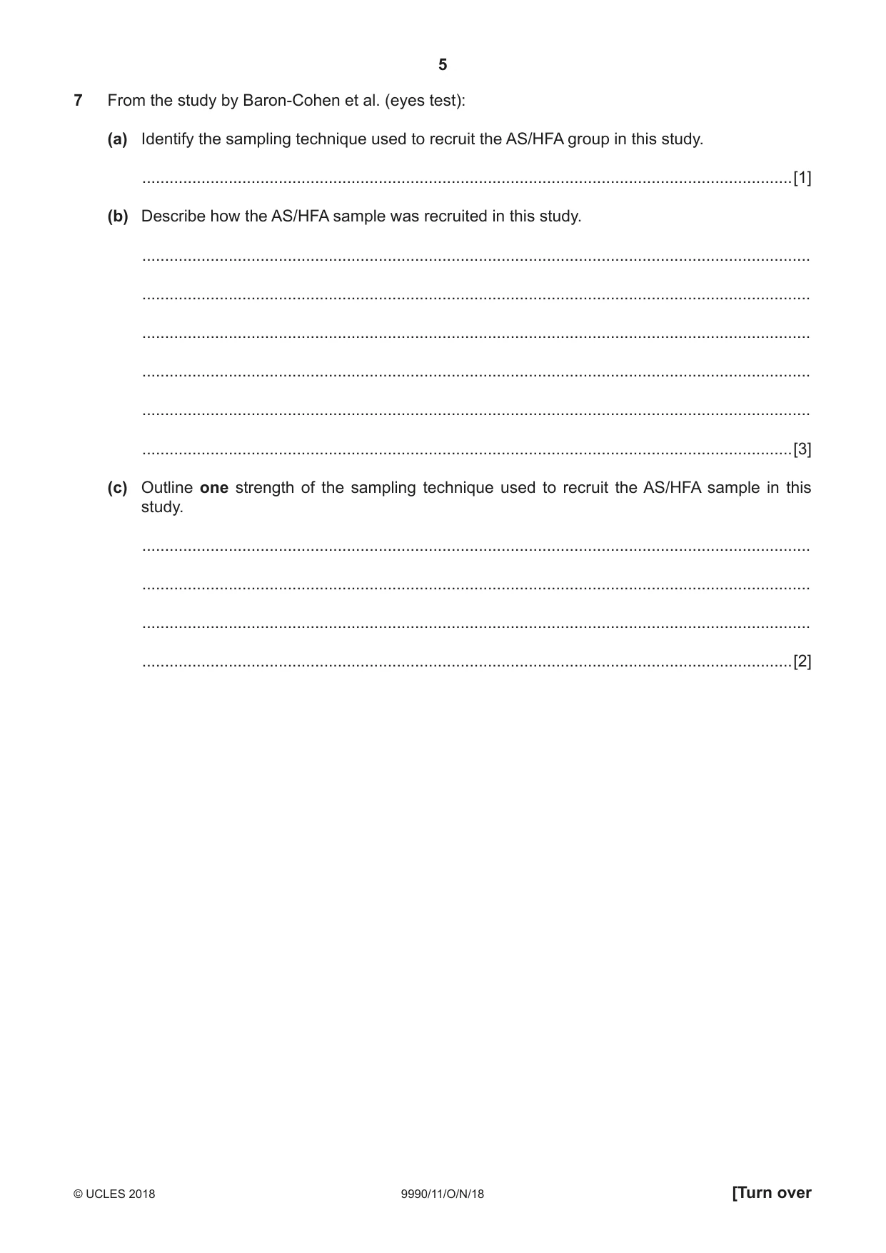 Cambridge A Level Psychology (from 2018) 9990 2018 Oct/Nov Paper 1 · Variant 1 question paper, page 5 of 12